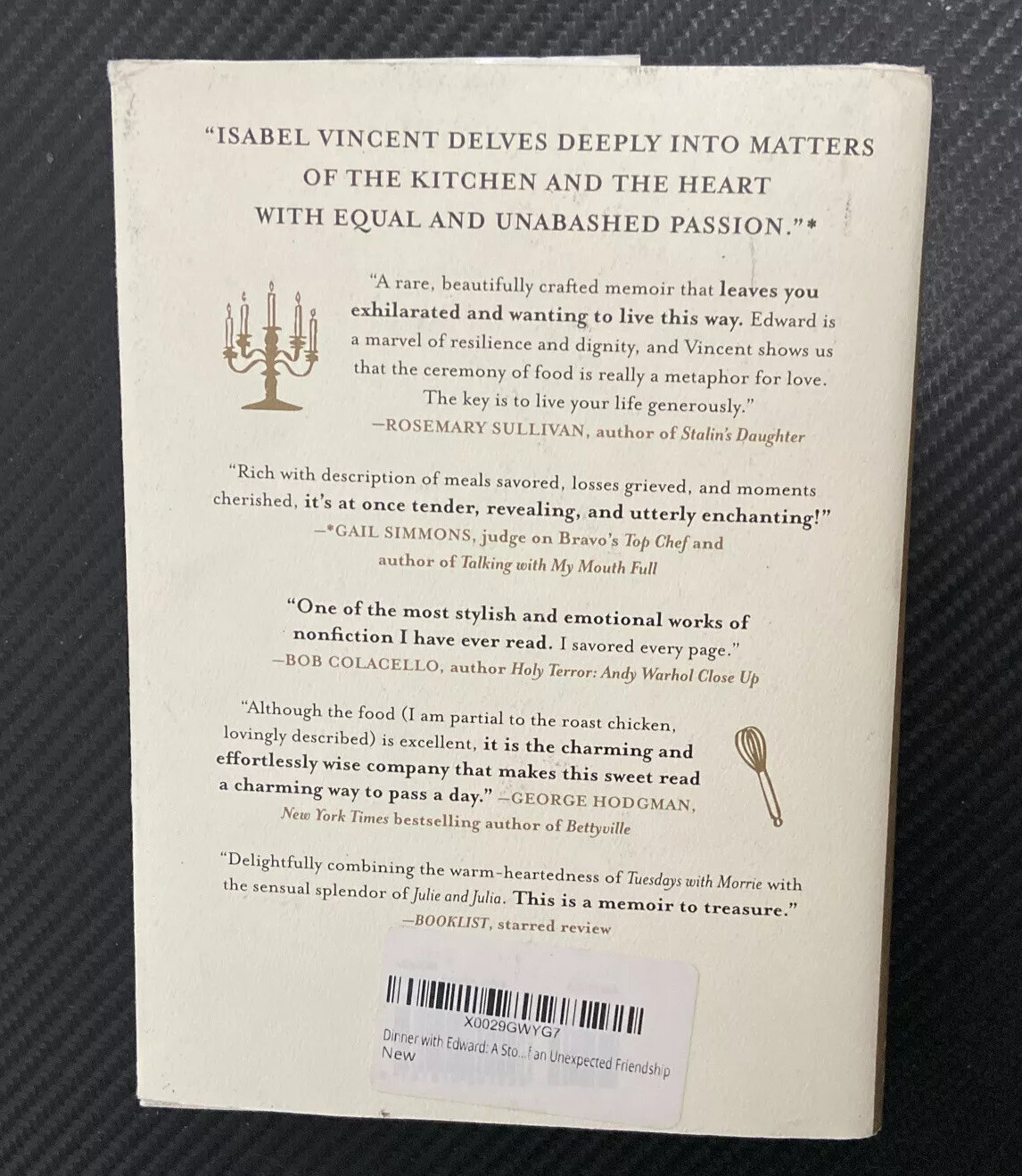 Dinner with Edward, A Story of an Unexpected Friendship, Isabel Vincent – NEW!