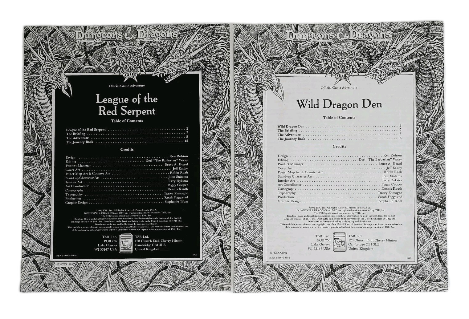 TSR Dungeons Dragons League Of The Red Serpent & Wild Dragon Den Adventure