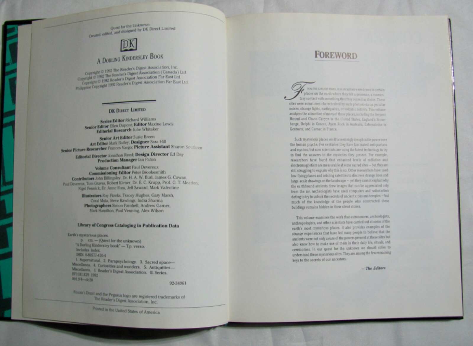 Earth’s Mysterious Places Quest For The Unknown : Reader’s Digest 1992; 144 pgs.