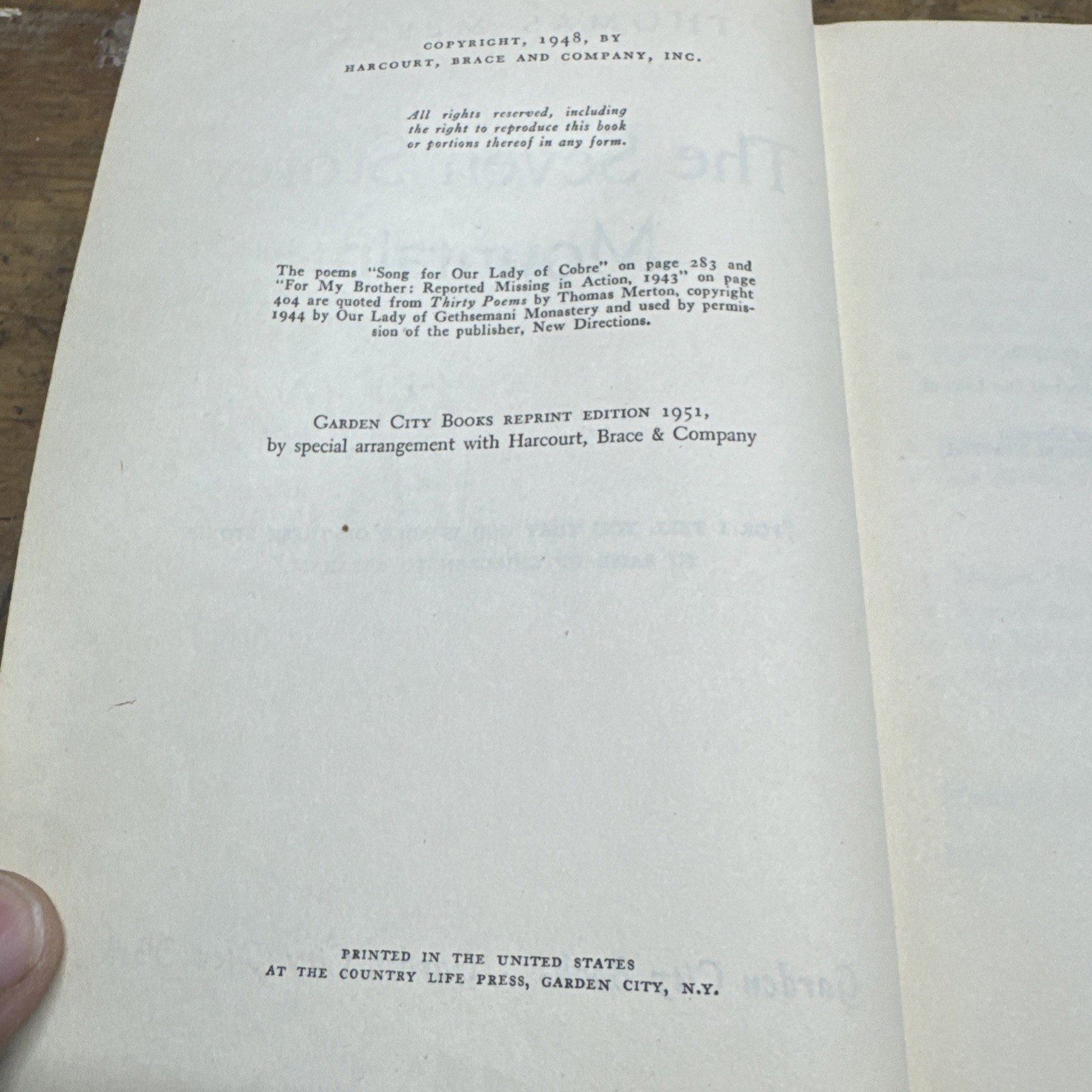 The Seven Storey Mountain by Thomas Merton, ©1948 Hard Cover Book 1st Edition