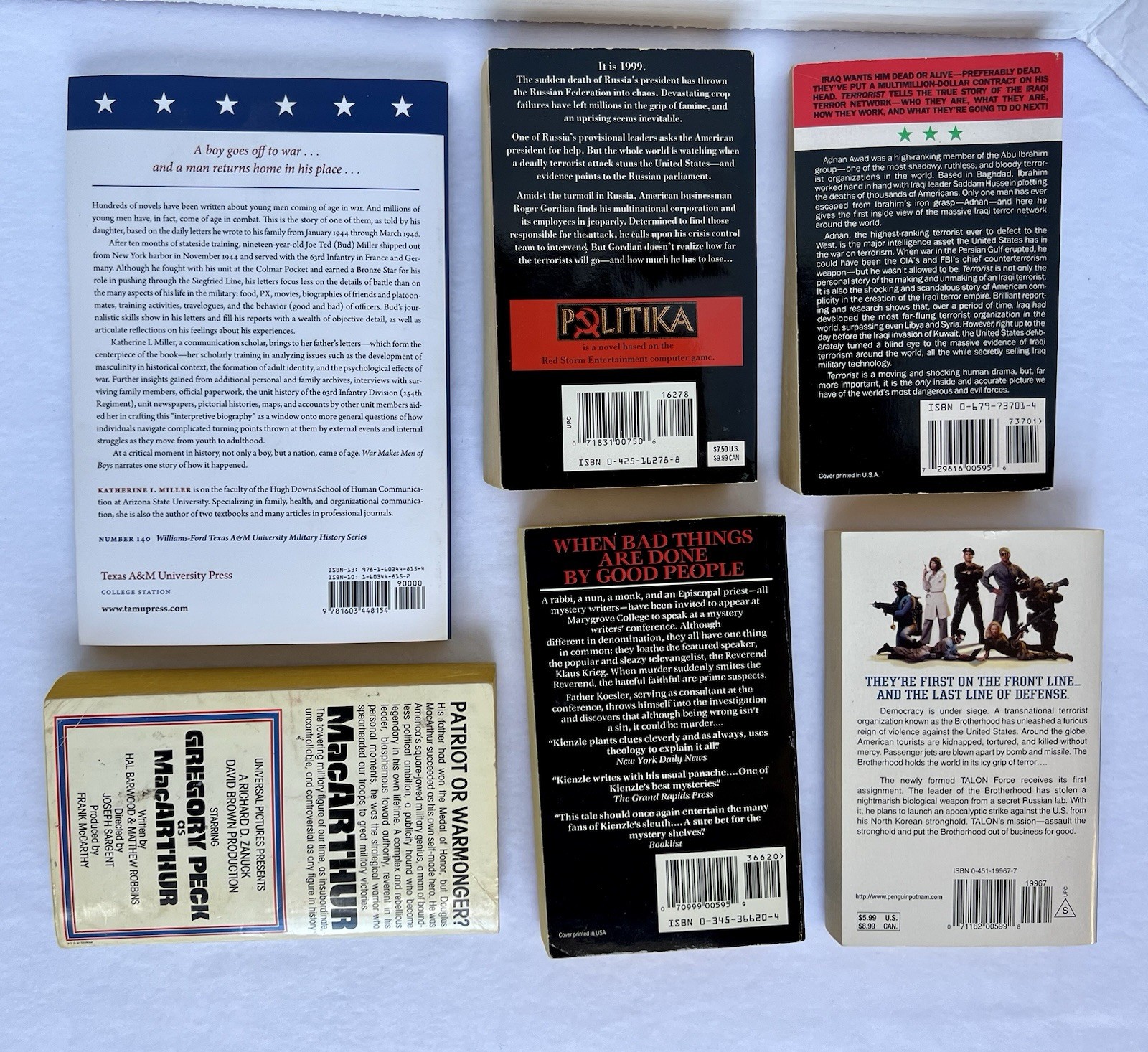 Lot Of 6 Military/War Paperback Books / Novels Fair-good Pre Owned 2lb 6.1oz