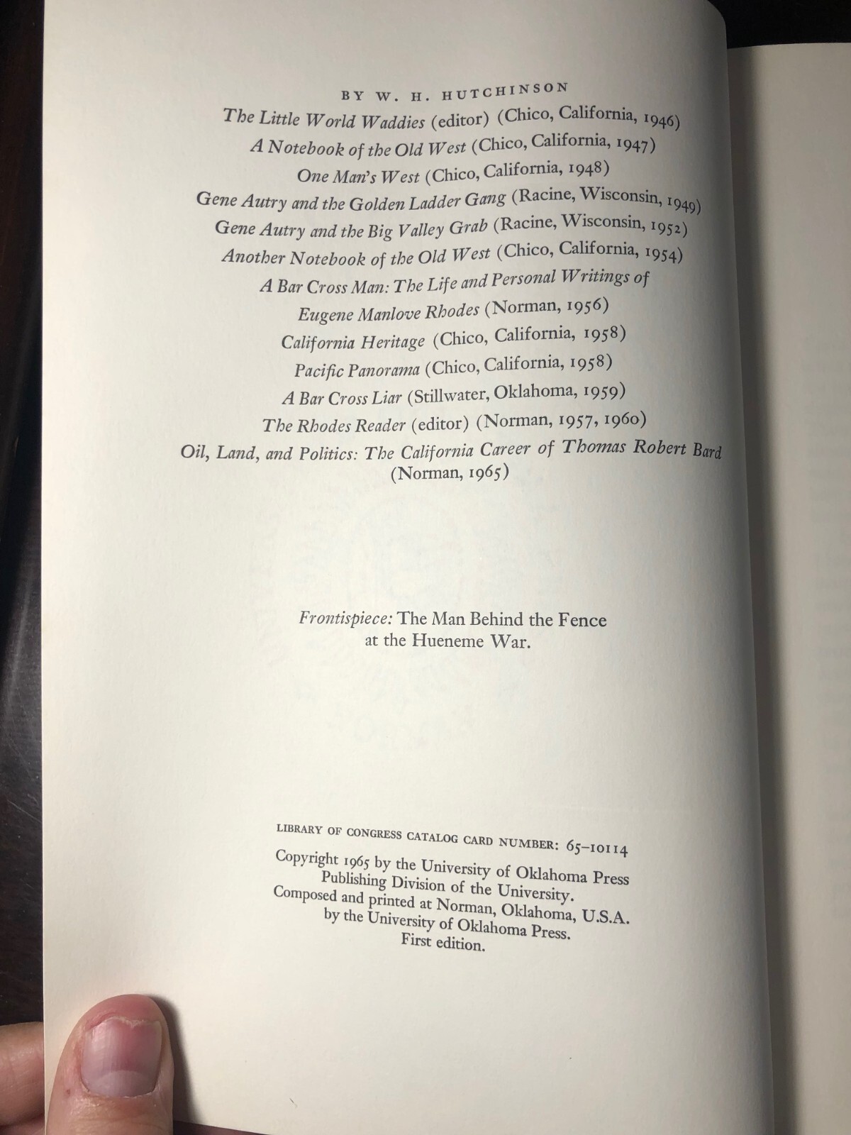VINTAGE Oil, Land and Politics (Thomas Robert Bard Bio.) – W.H. Hutchinson 1965