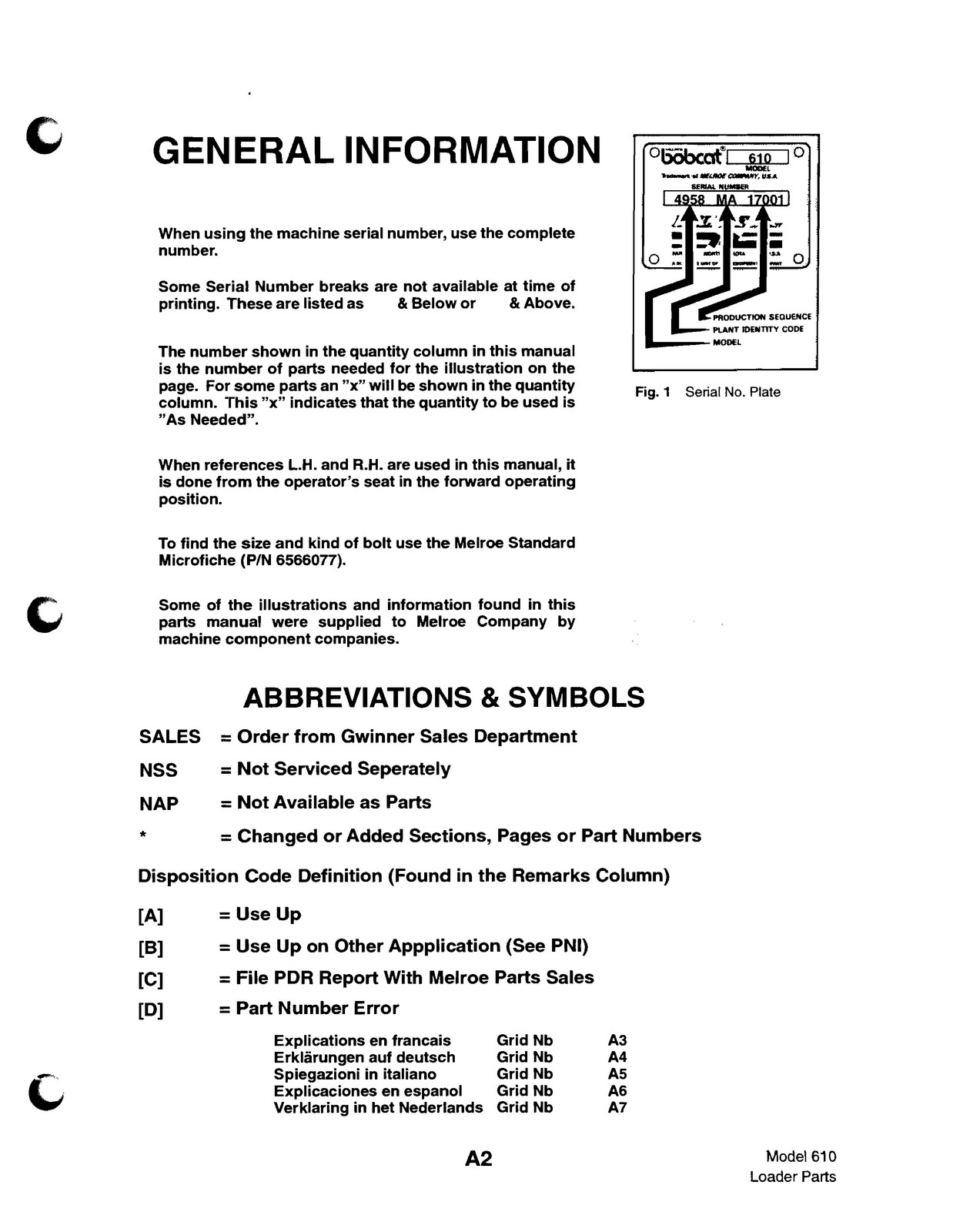 BOBCAT 610 Parts Manual 1999 – STEEL WIRE BOUND – PROTECTIVE COVERS