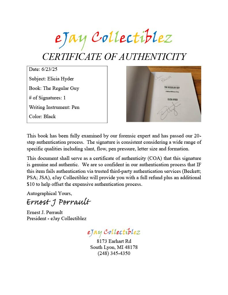 Elicia Hyder SIGNED The Regular Guy Nathan McNamara 2018 First Edition COA