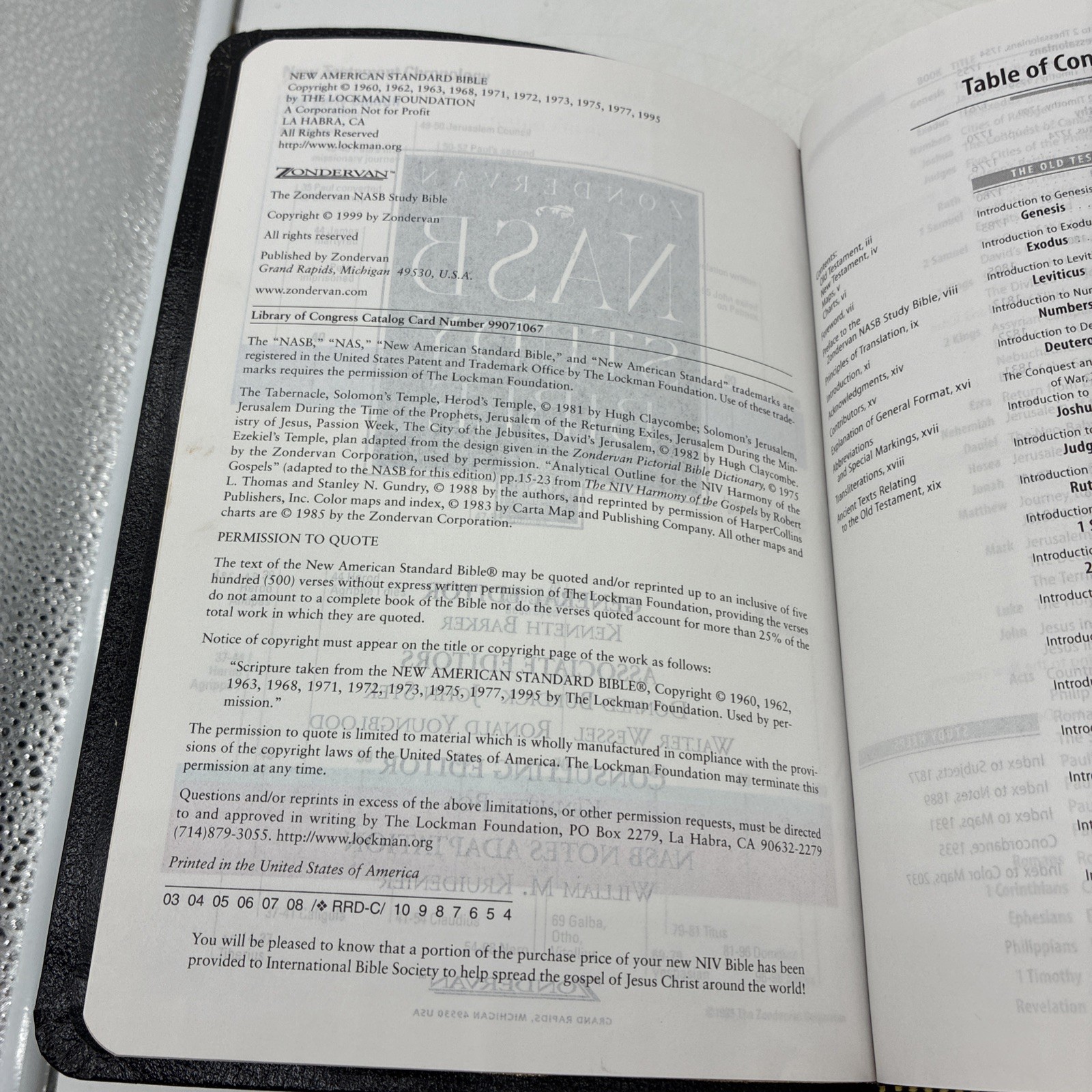 1999 Zondervan NASB STUDY BIBLE Black Bonded Leather D Red Letter USA
