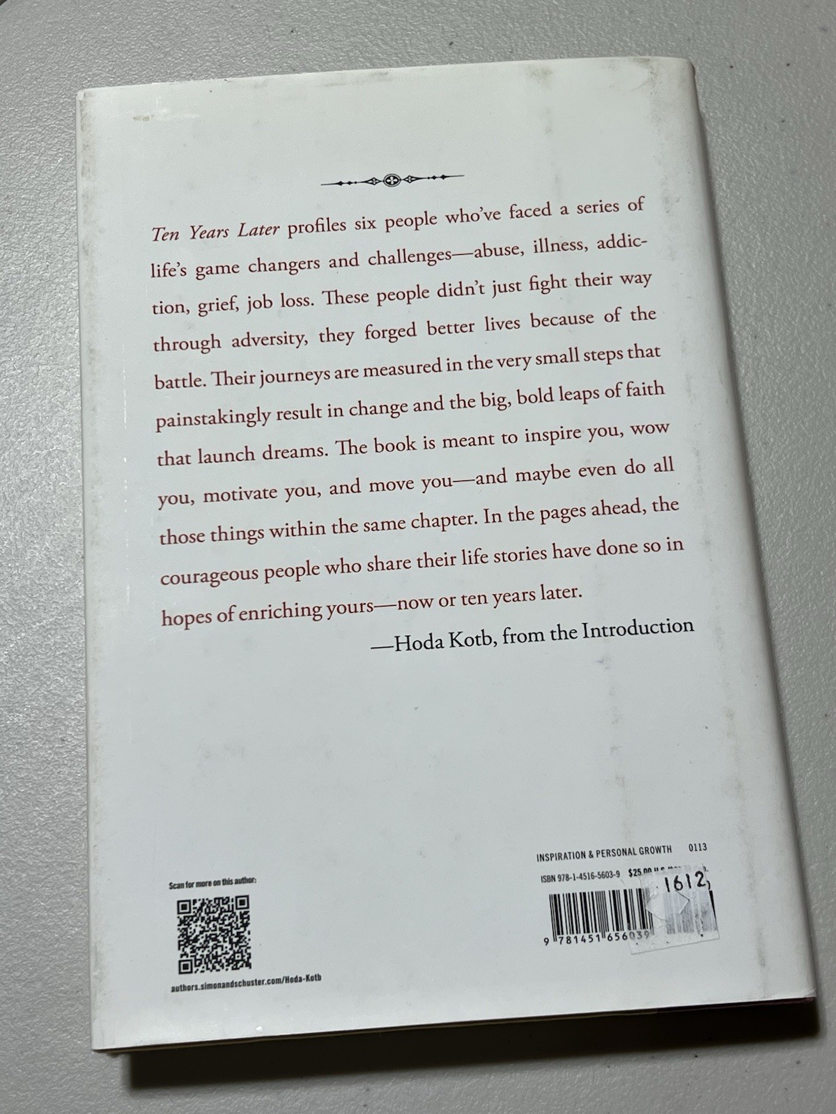 Signed Hoda Kotb Ten Years Later 1451656039 Hardcover Book 1st Edition