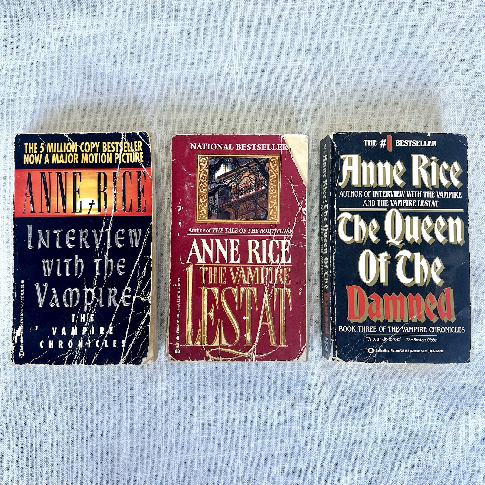 VAMPIRE CHRONICLES 1-3 Series Anne Rice Vtg Paperback Interview Lestat Queen Set