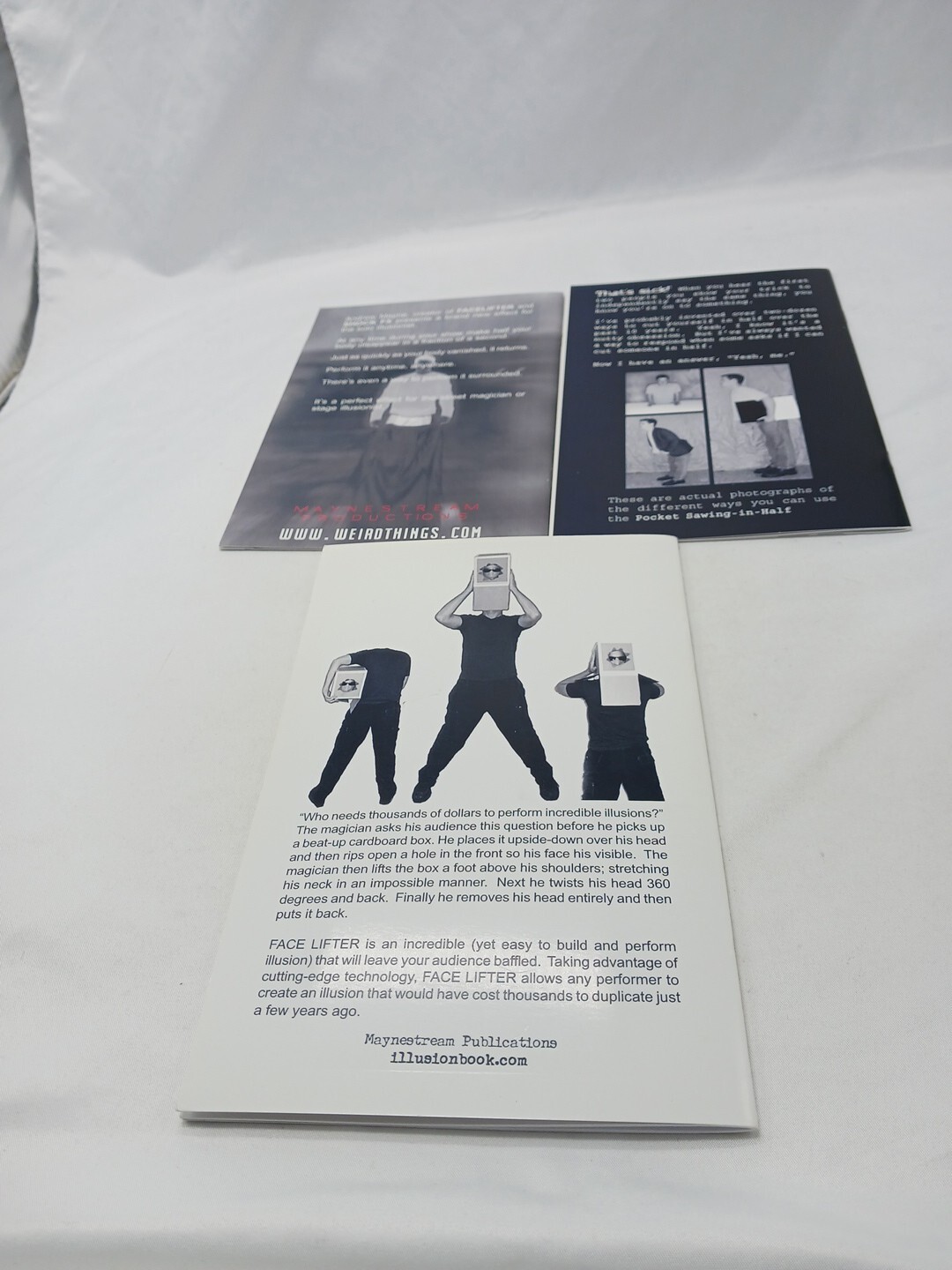 3 Andrew Mayne Books – Pocket Sawing in Half, Facelifter, Bisection- Illusion