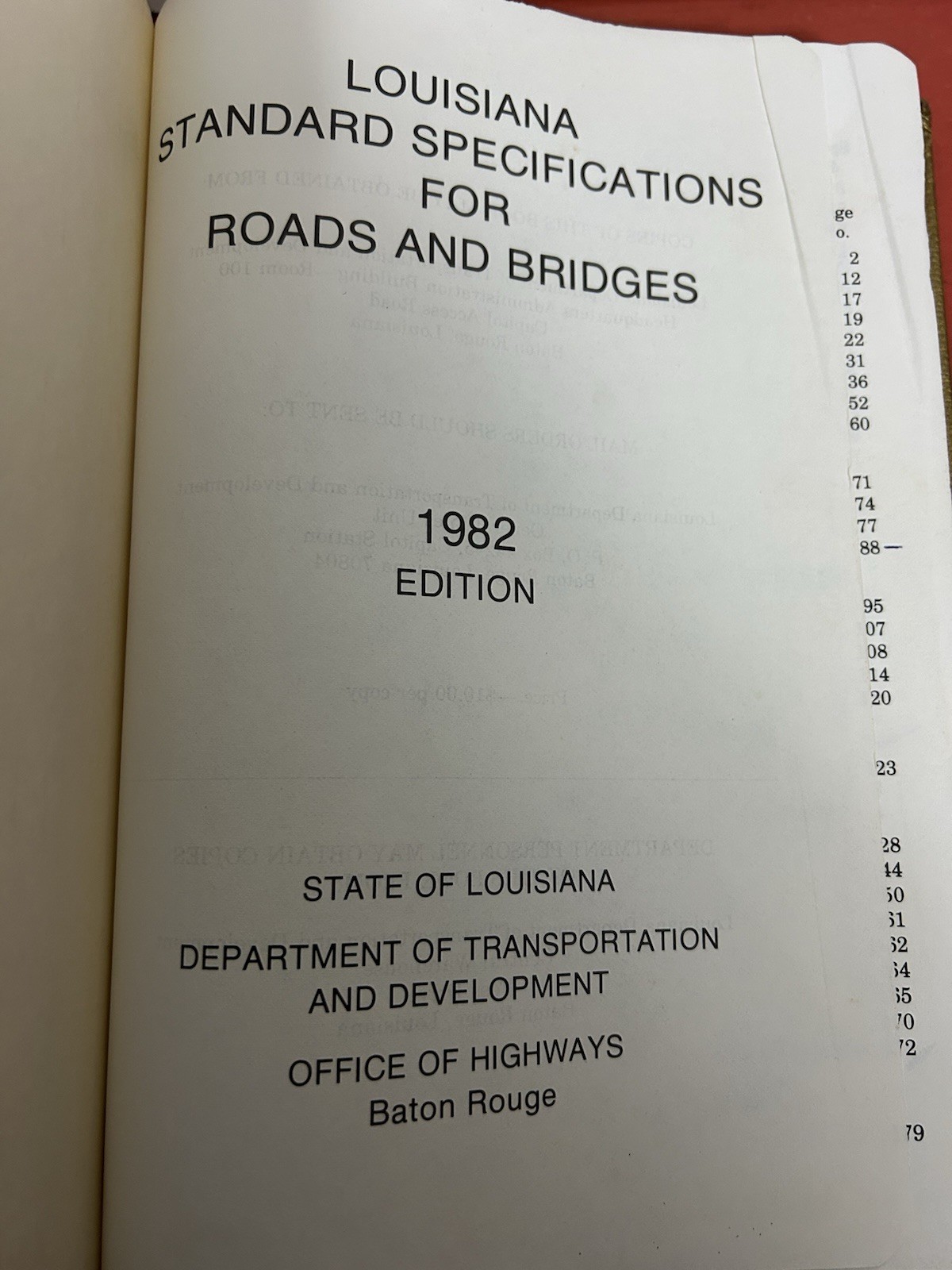 Louisiana Gold Book 1982 Standard Specifications Roads Bridges DOTD Highways vtg