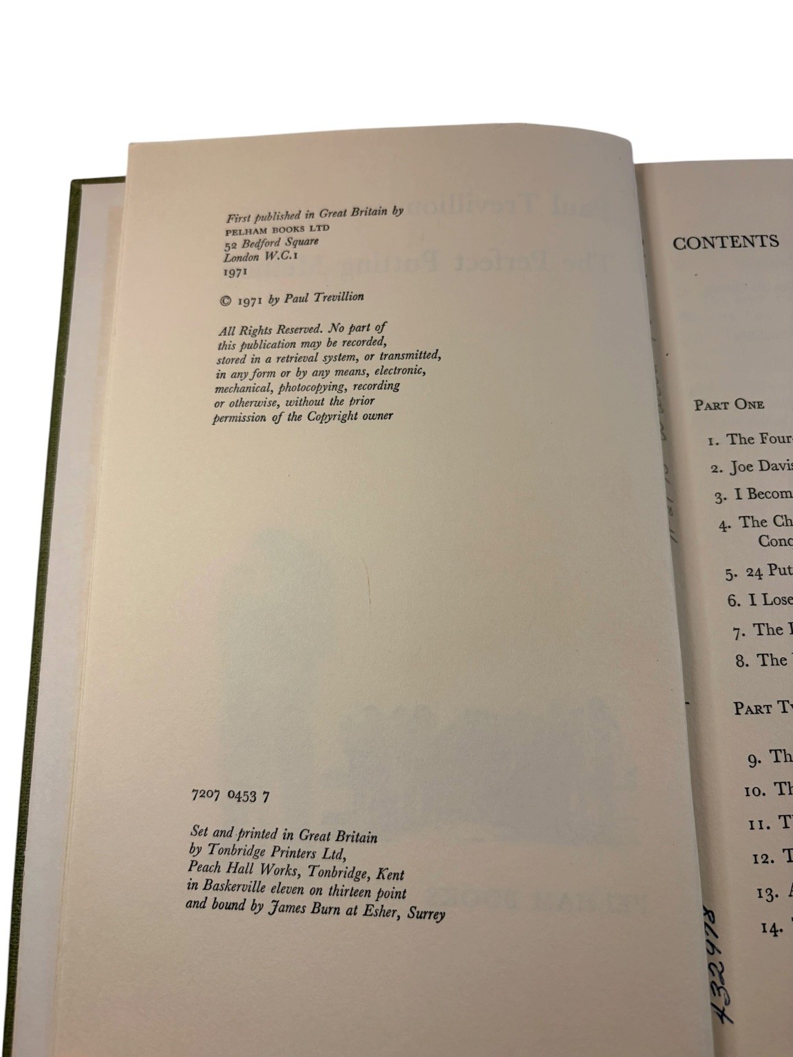 The Perfect Putting Method Paul Trevillion 1971 First Edition Golf Pelham Books