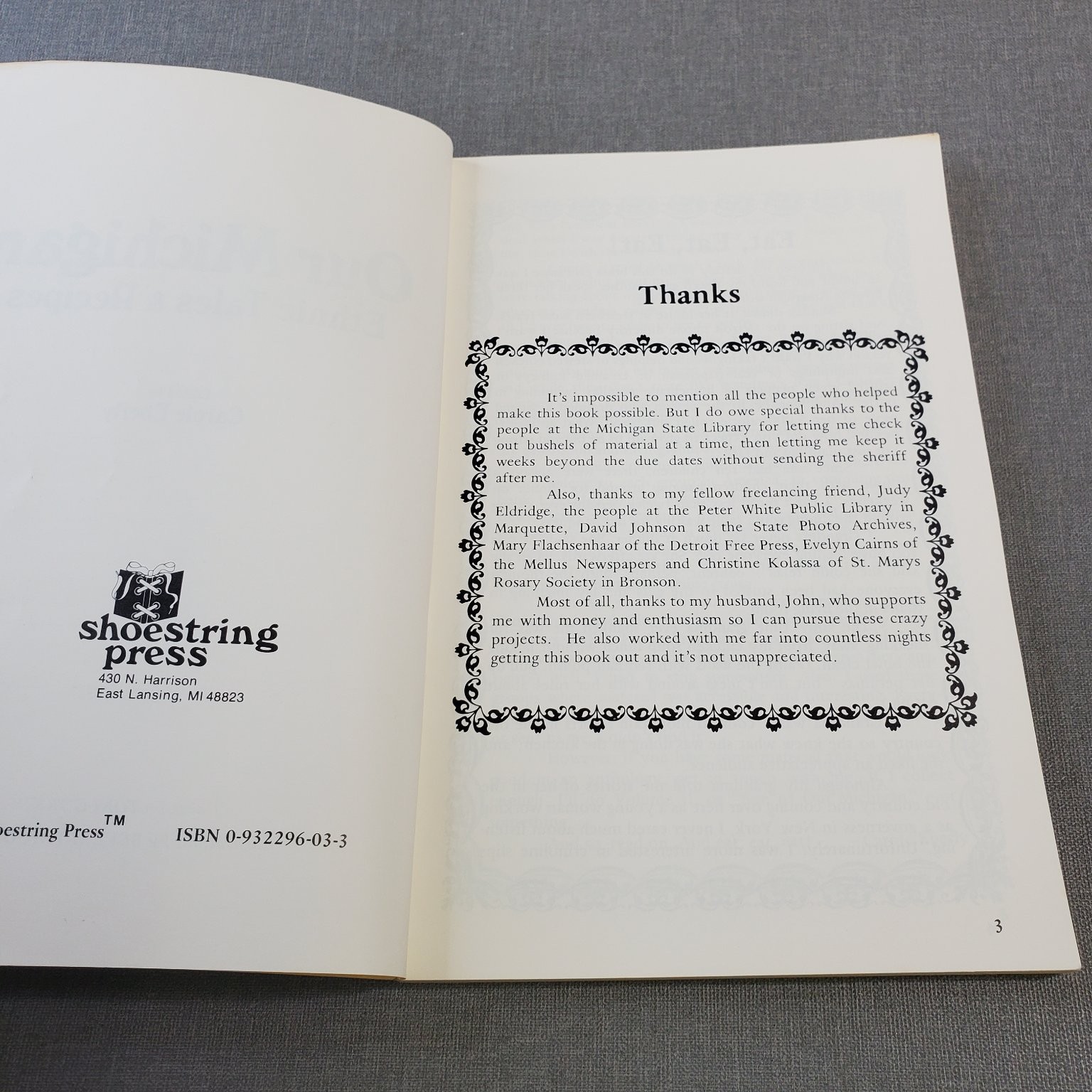 Our Michigan Ethnic Tales & Recipes Carole Eberly 1976 Michigan Cookbook