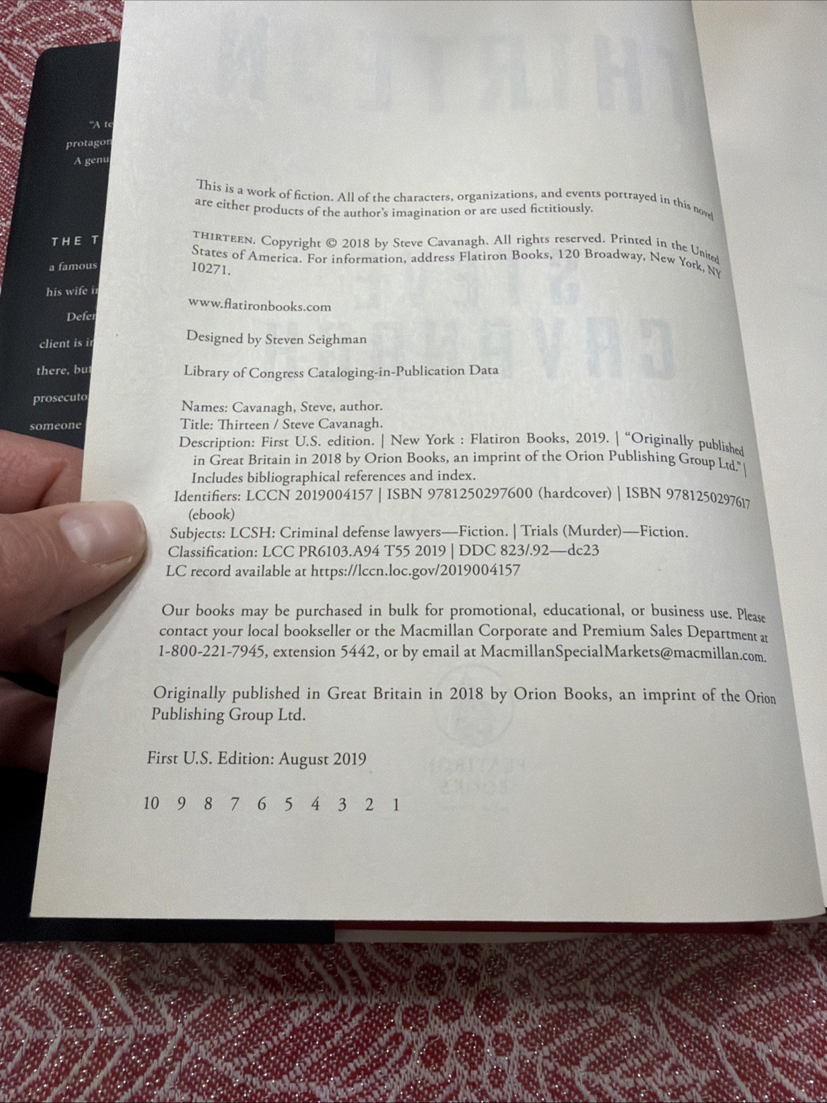 Thirteen: A Novel (Eddie Flynn) – Hardcover By Cavanagh, Steve – First Edition