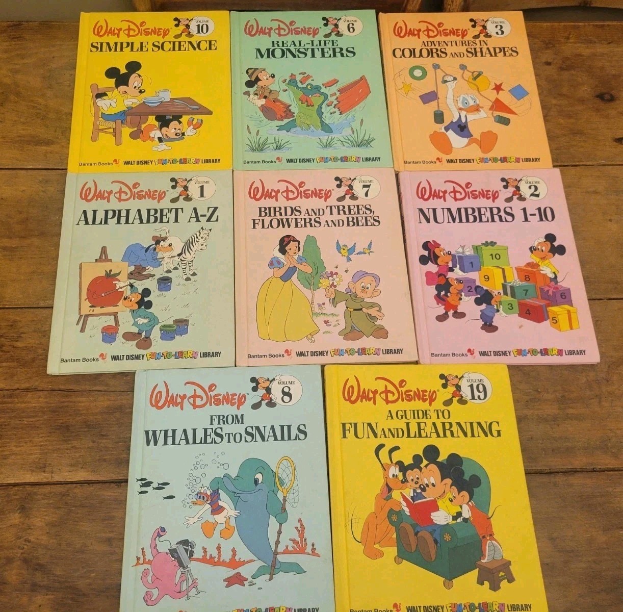 Walt Disney Fun to Learn Library Set Lot of 8 Books Bantam 1983