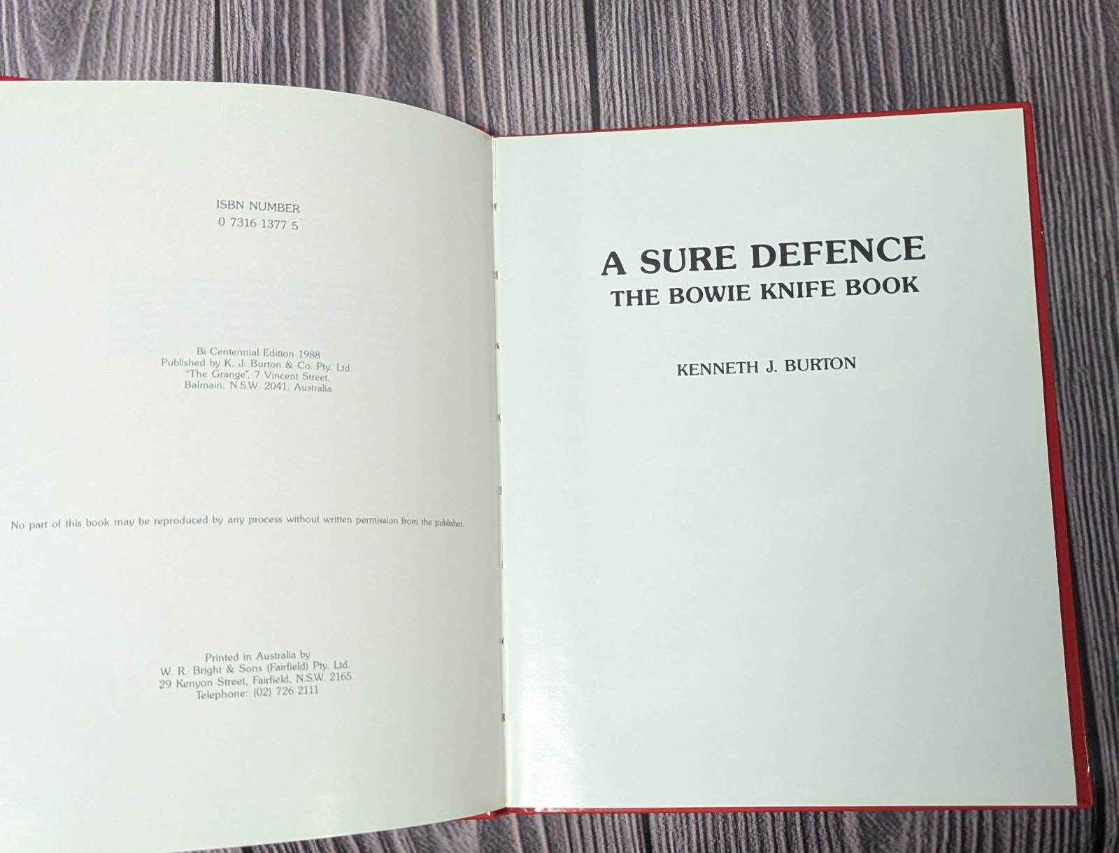 A Sure Defence the Bowie Knife Book – Kenneth J. Burton – 1988 – Knives History