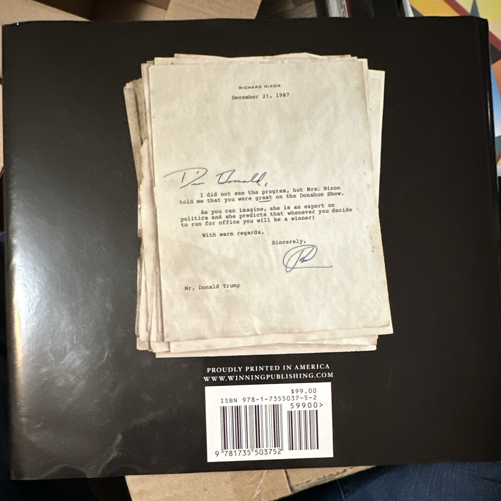 Donald J. Trump Letters to Trump Hardcover Illustrated Winning Team Pub 2023