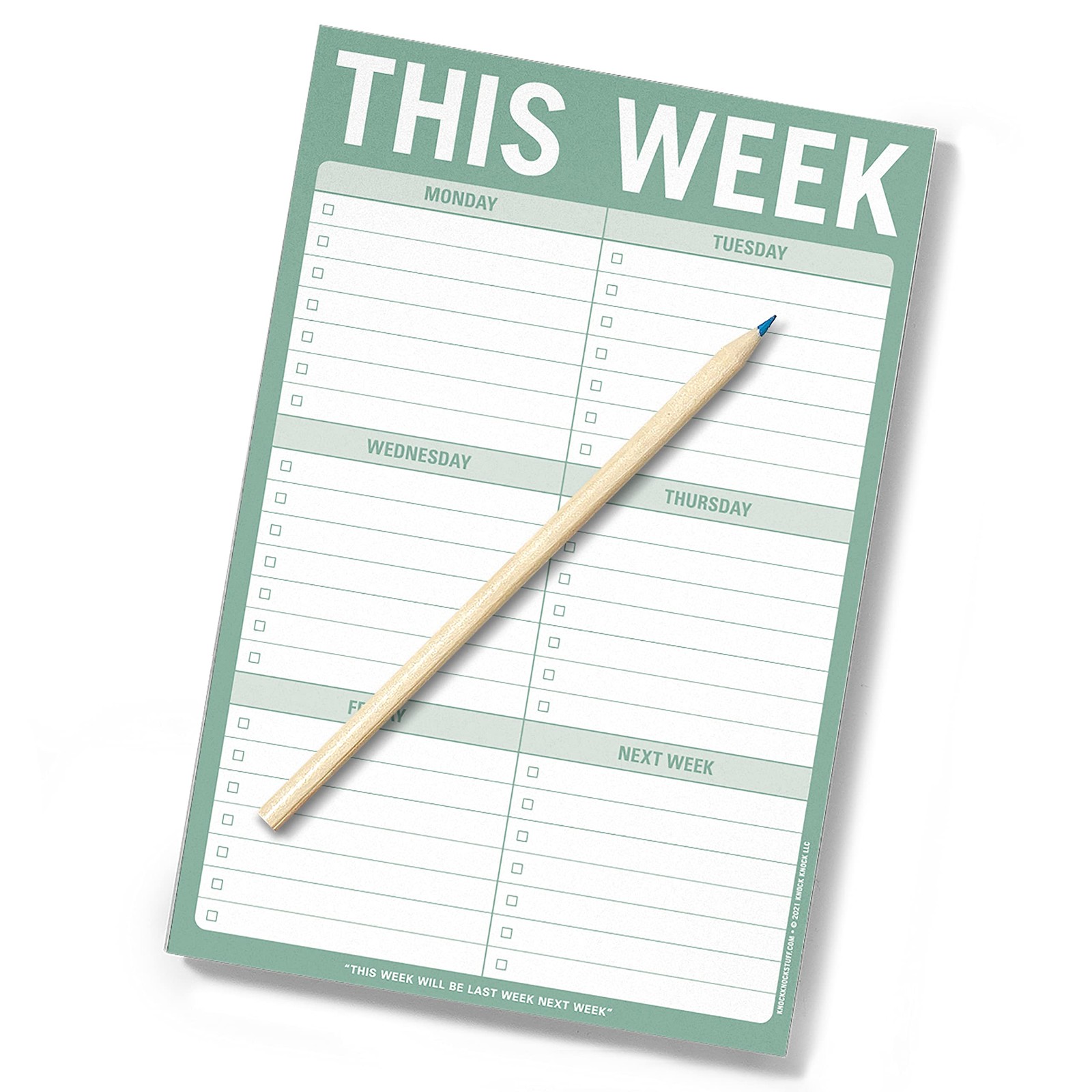 1Count This Week Pads, To Do List Notepads, 6 x 9inches each Sage Green