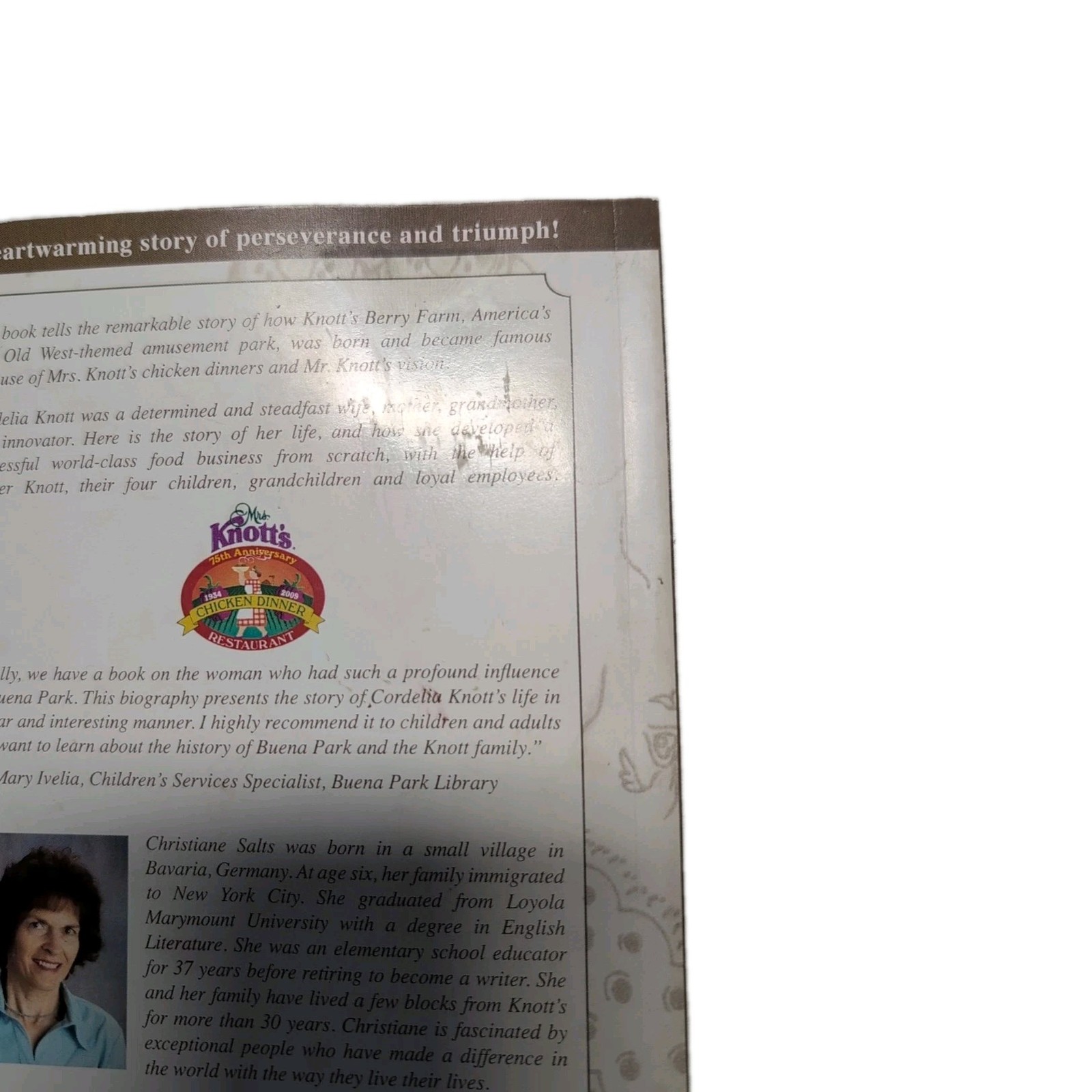 Cordelia Knott : Pioneering Business Woman 2009 Writing Inside