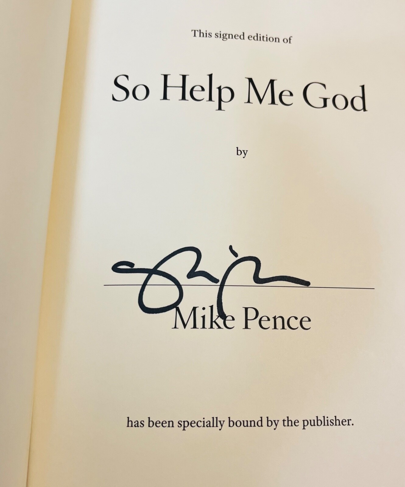SO HELP ME GOD by VP Mike Pence SIGNED hb 1st printing UNREAD COPY!