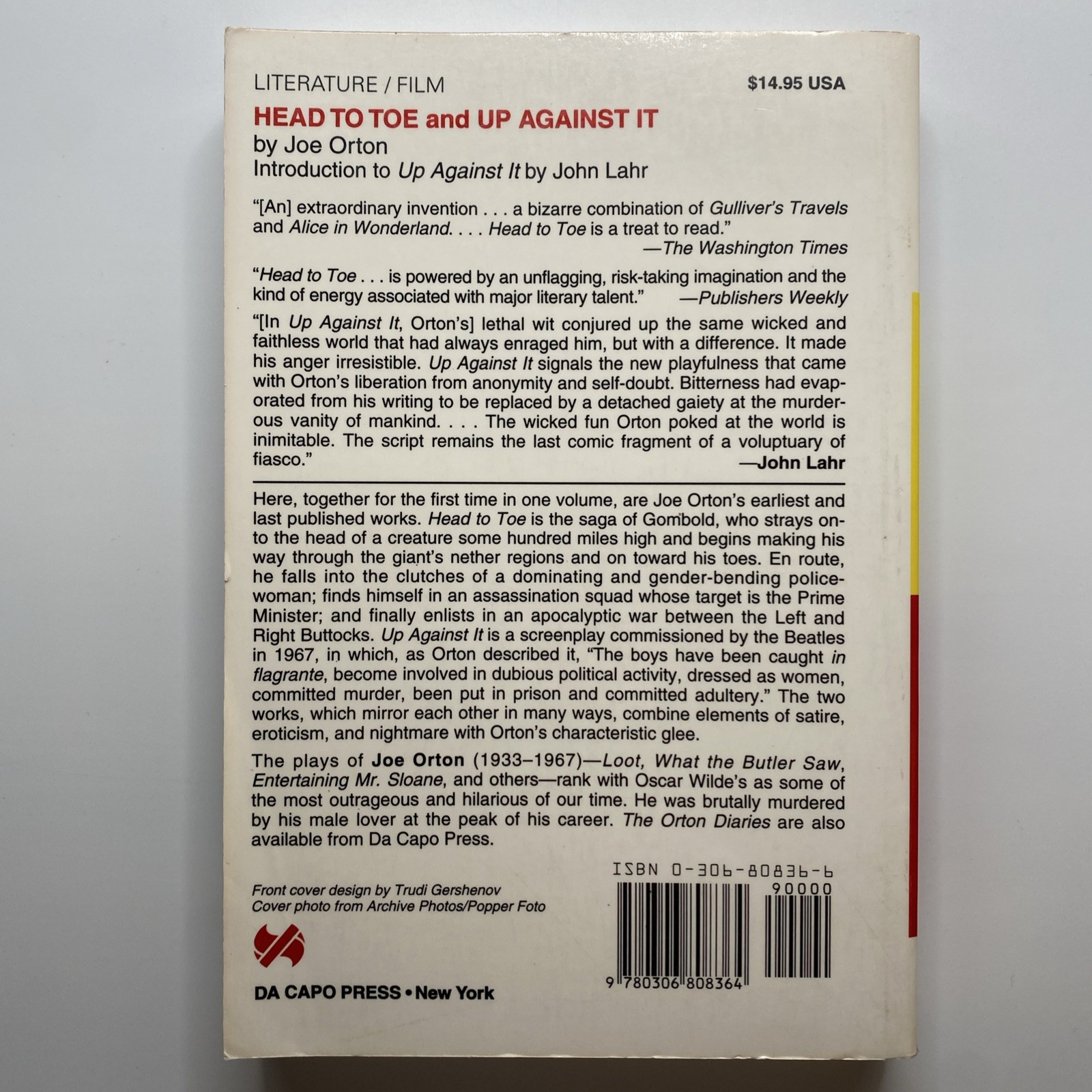 Head to Toe : Screenplay for the Beatles up Against It by Joe Orton 1998 PB