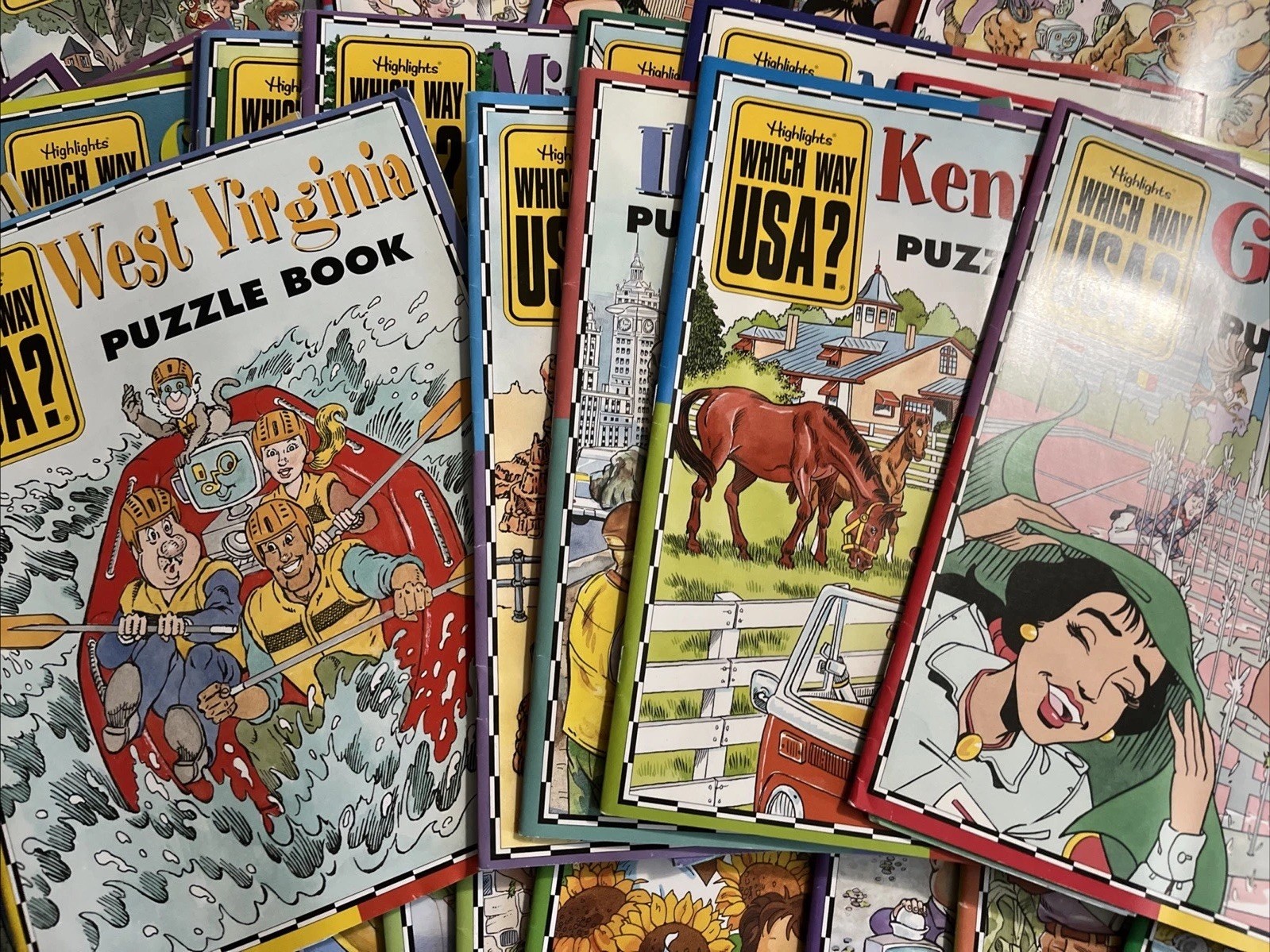 Lot of 45 Highlights Which Way USA Magazine State Activity Puzzle Book with Maps