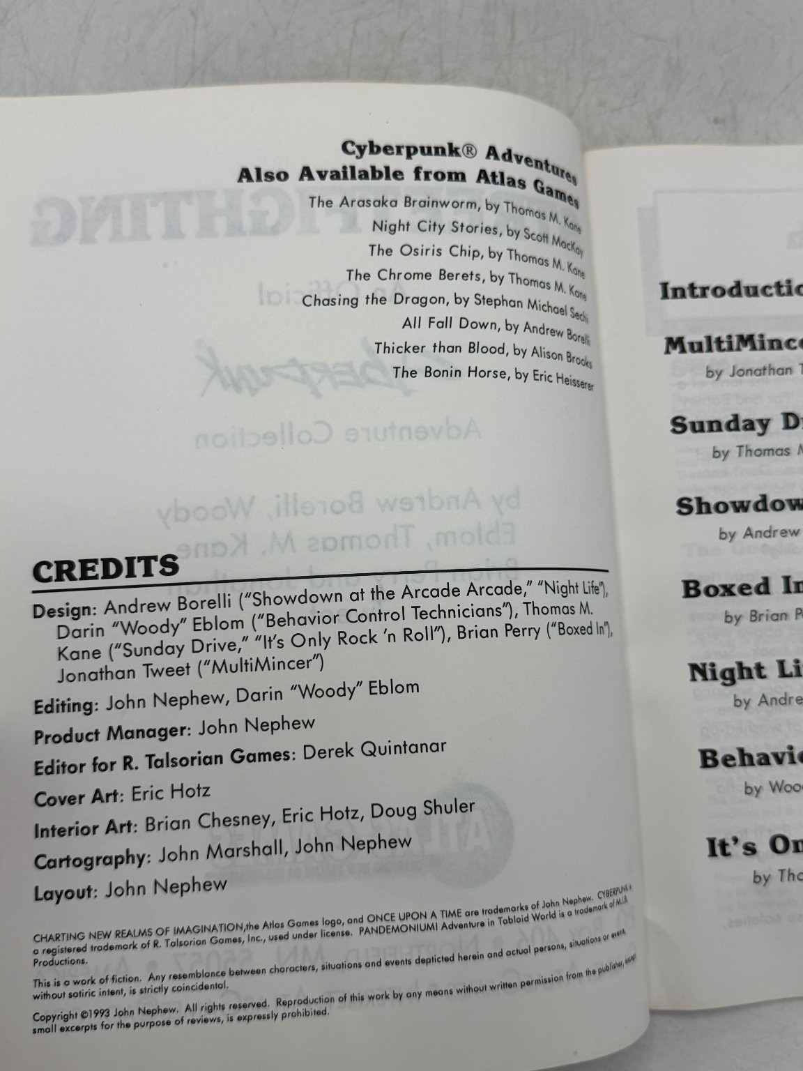 Cyberpunk Streetfighting Atlas Games 1993 RPG Adventure Anthology
