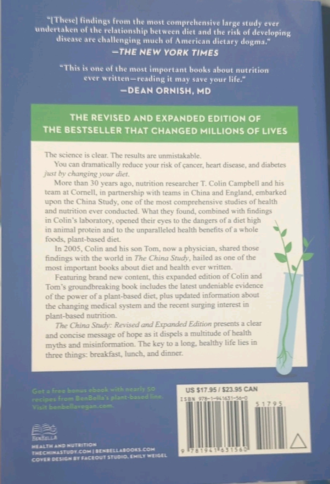 The China Study T. Colin Campbell & Thomas M. Campbell II Paperback Revised Ben…