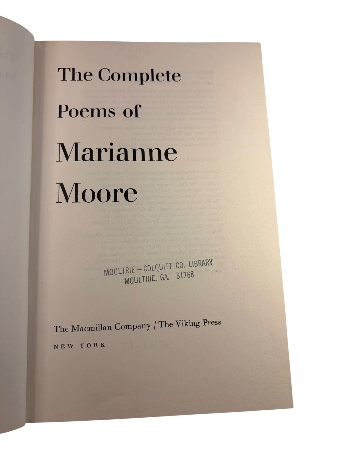 The Complete Poems of Marianne Moore 1967 First Edition Macmillan Viking