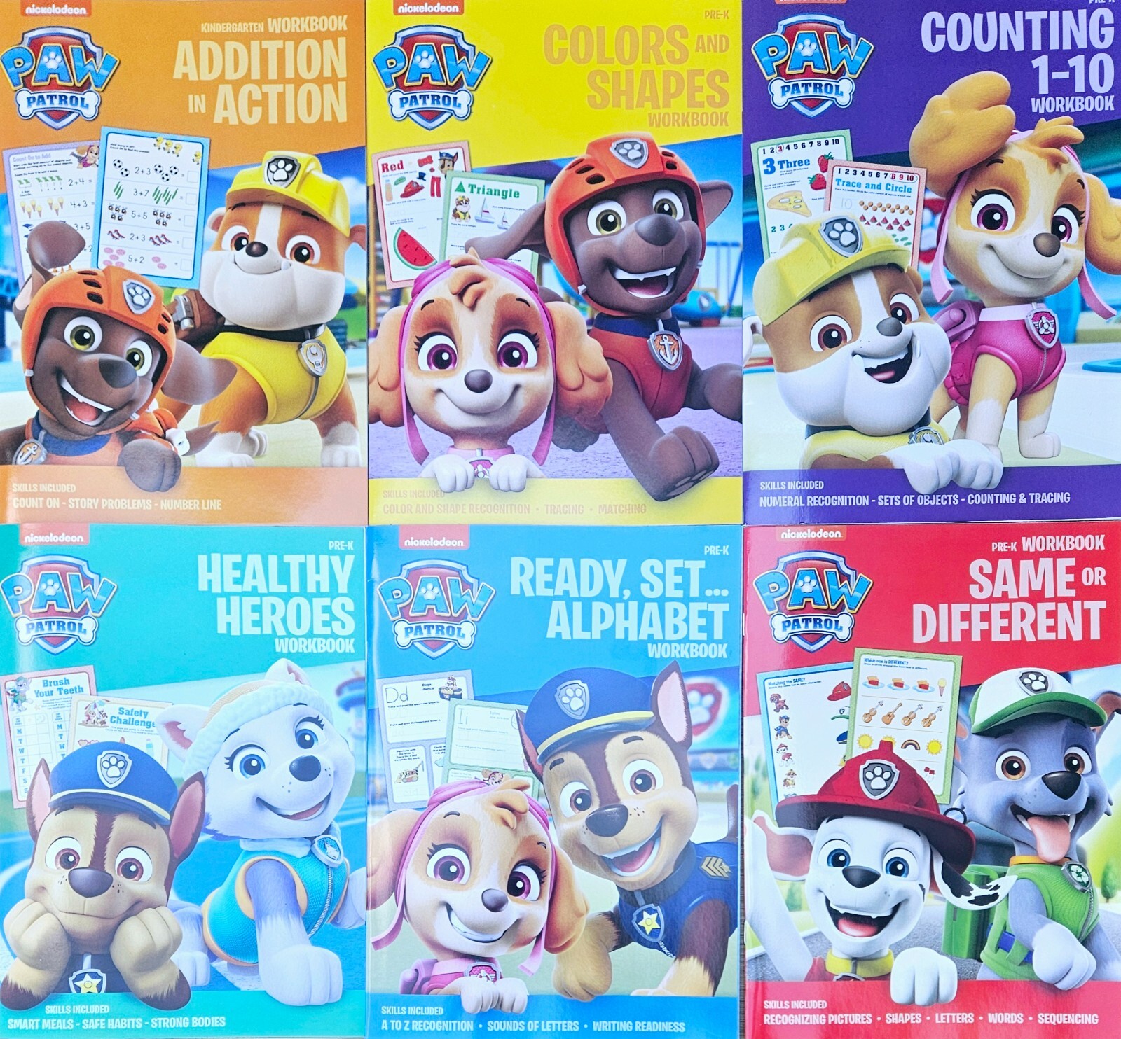 Paw Patrol Pre-K Workbook set of 6 preschool learning books