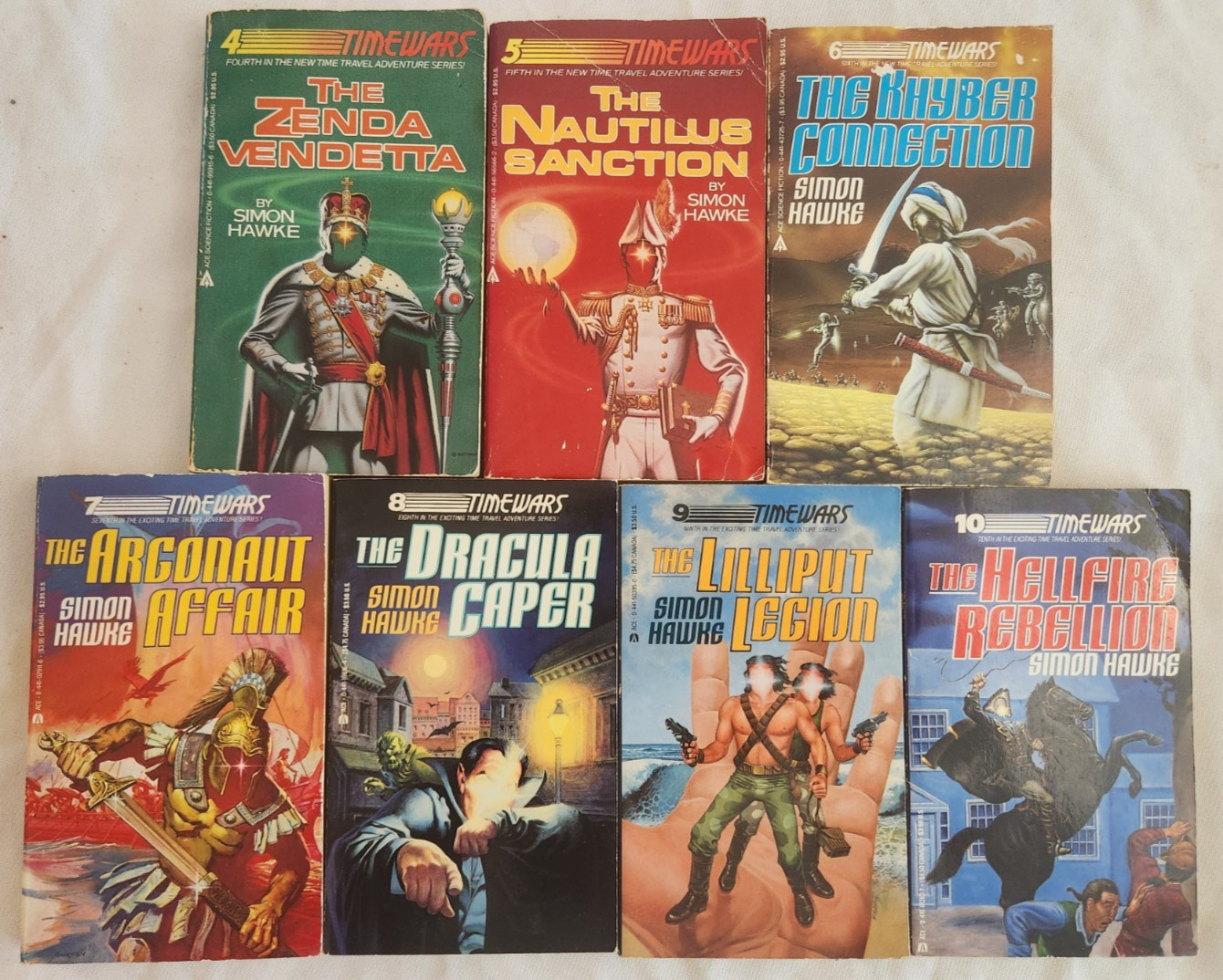 7 Time Wars Books #4-10, Simon Hawke, Ace Books, PB, 1985-1990