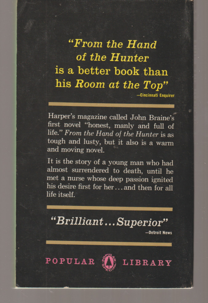 From The Hand Of The Hunter SP88 Popular Library 1959 John Braine Medical Drama