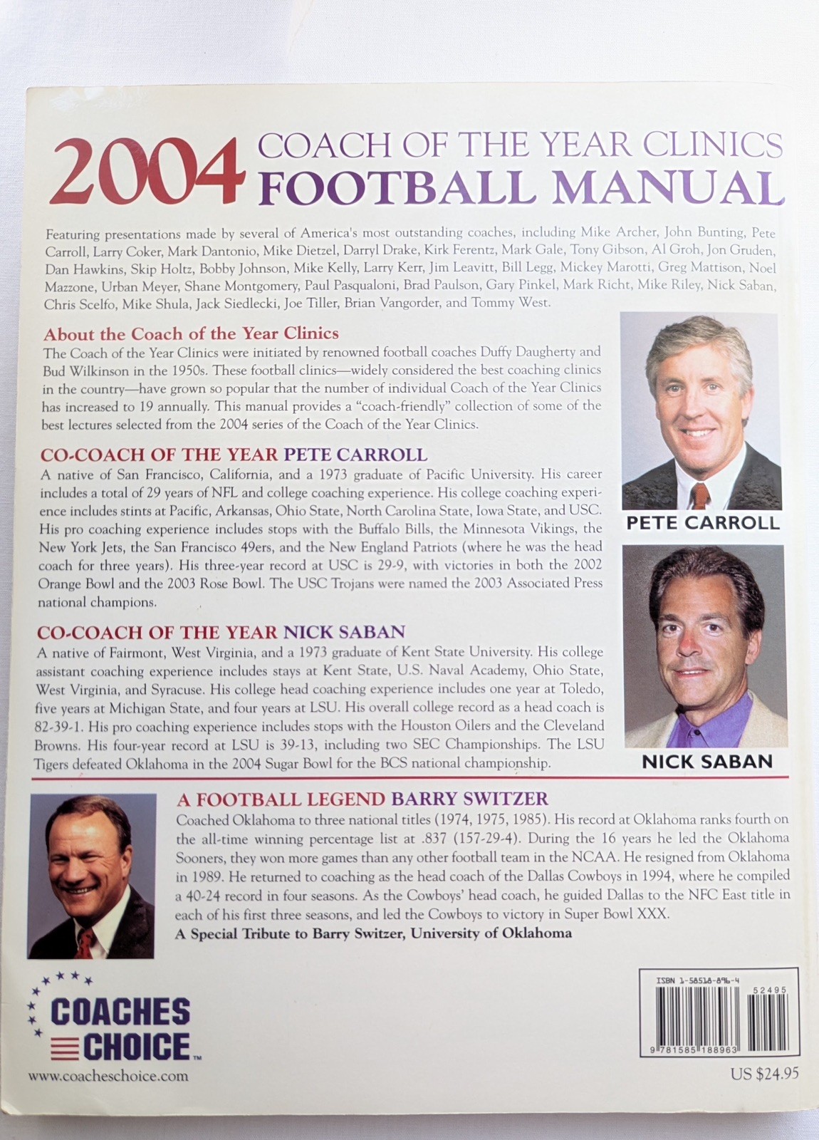 2004 Coach of the Year Clinics Football Manual Coaching Book