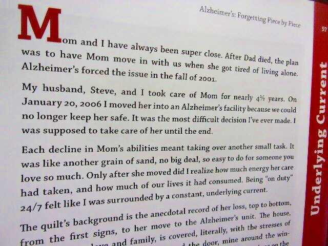 “Alzheimer’s Forgetting Piece by Piece” by Ami Simms 111 Pages Quilts & Stories