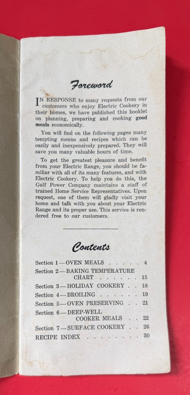 Good Meals the Electrical Way ~ Gulf Power Company Recipe Booklet ~ 31 Pages