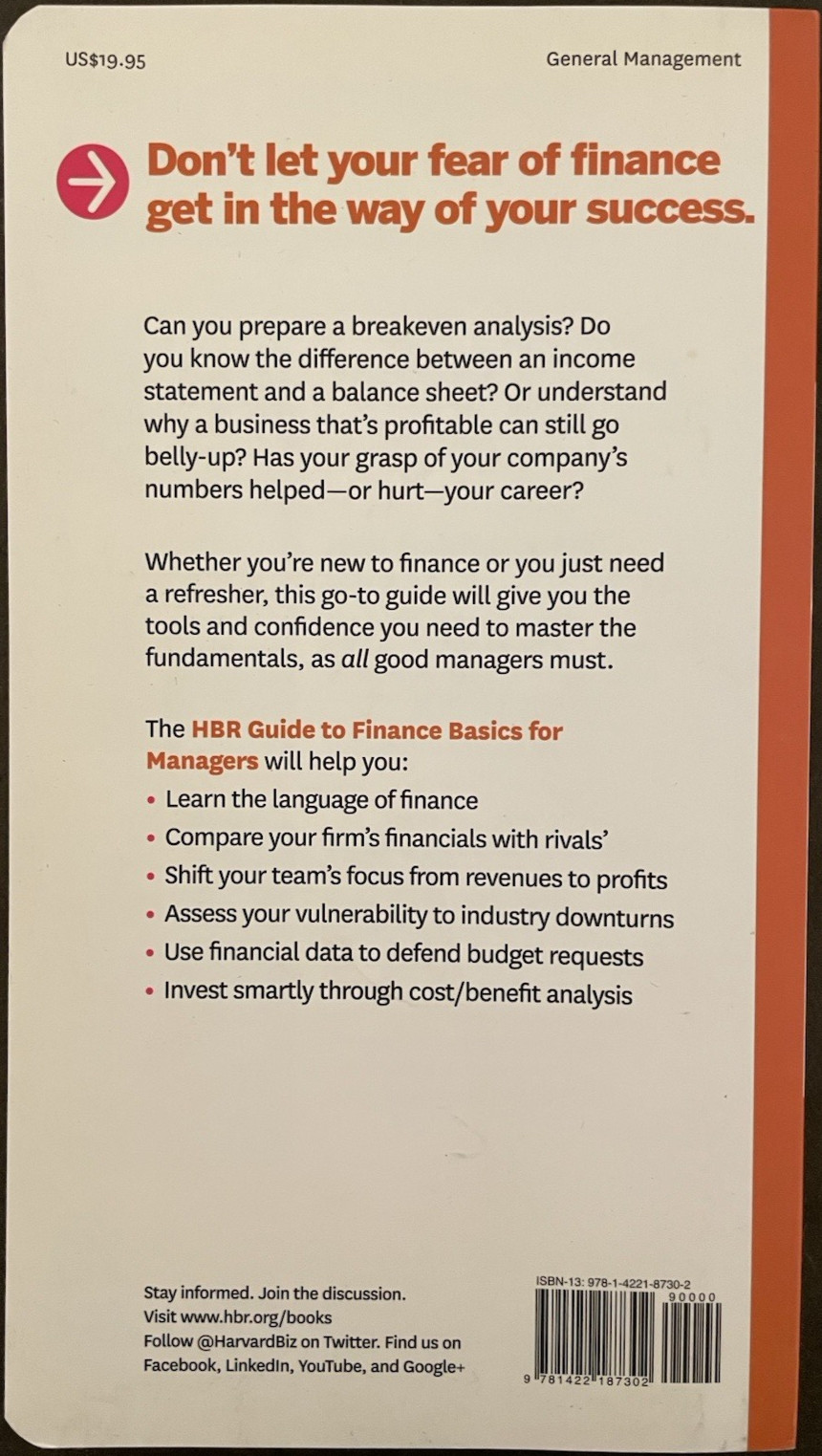 HBR Guide to Finance Basics for Managers by Harvard Business Review Press- New