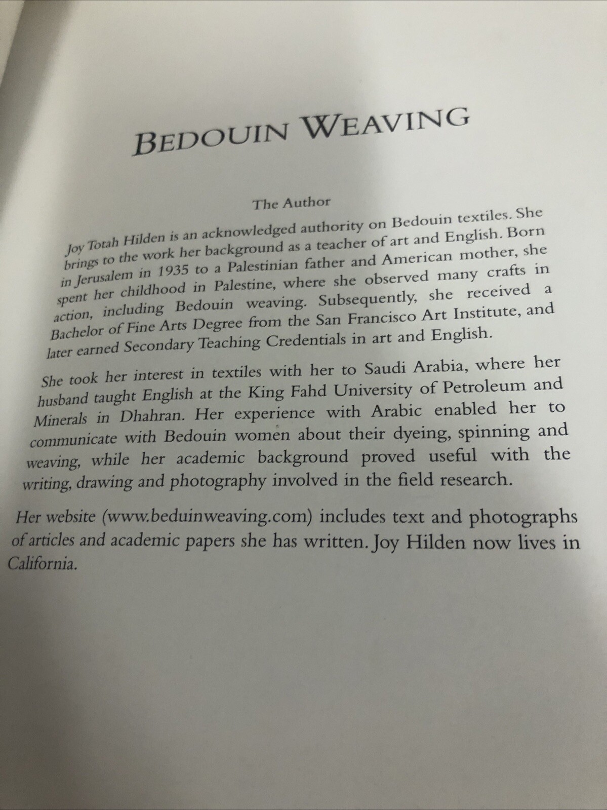 Bedouin Weaving of Saudi Arabia and Its Neighbours by Joy Totah Hilden (2010,…
