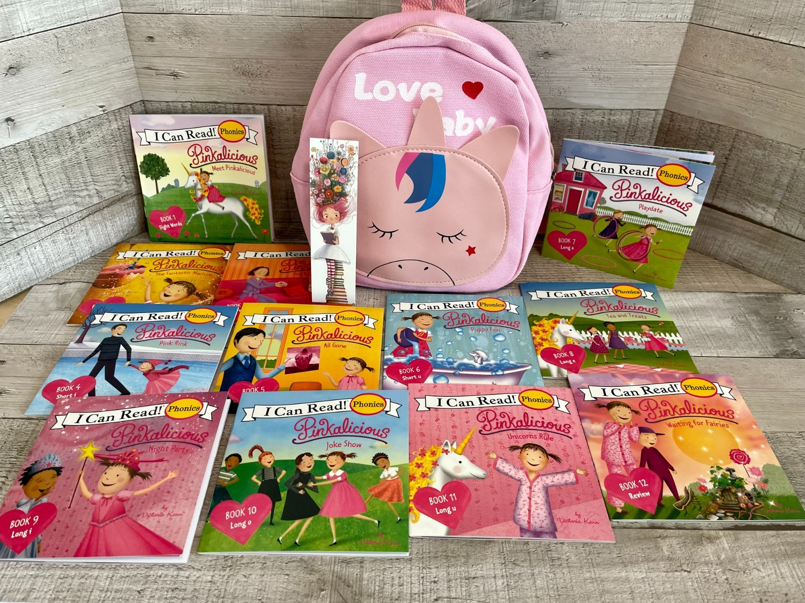 Pinkalicious I Can Read Phonics Books -Lot of 12 Plus Canvas Bookbag