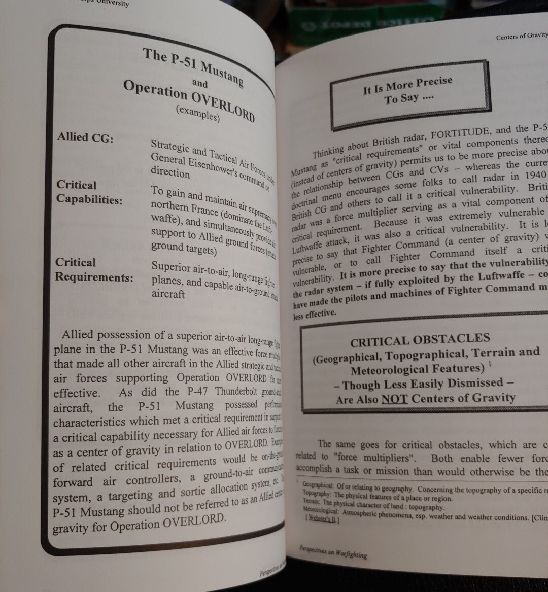 Perspectives on Warfighting Number 4 Centers of Gravity & Critical Vulnerabiliti
