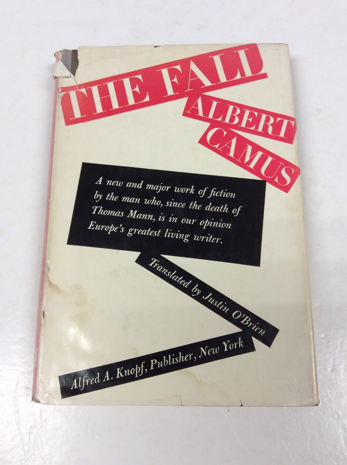 THE FALL hc Albert Camus 1959 FIRST EDITION, 10TH PRINTING