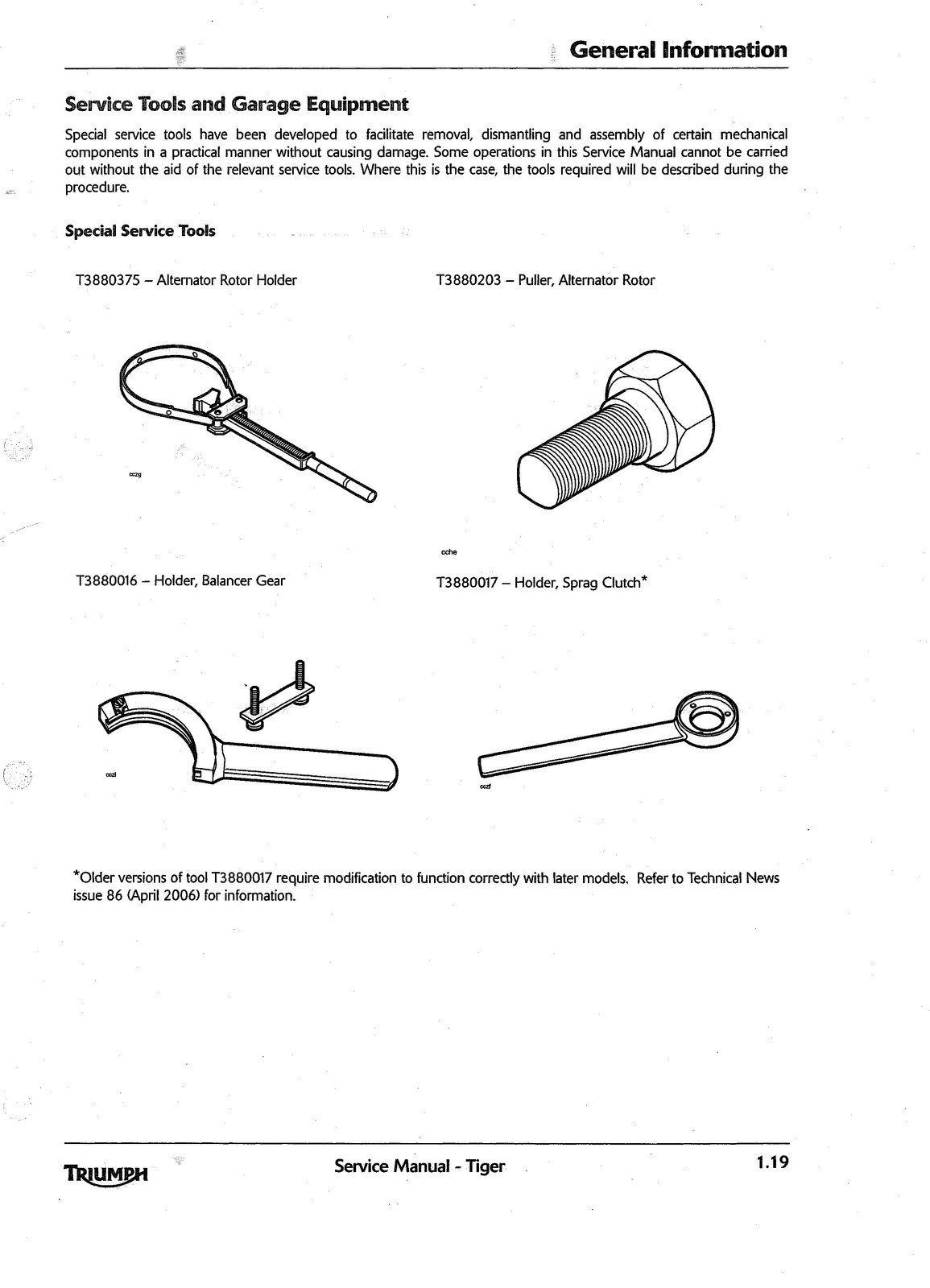 TRIUMPH Tiger 1050 Workshop Manual 2006, DOUBLE BINDING – PROTECTIVE COVERS