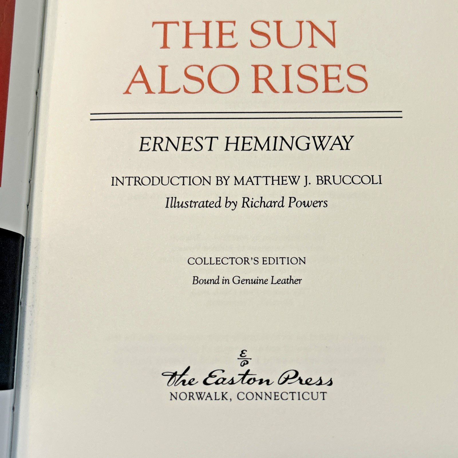 The Sun Also Rises (1990) ~ Hemingway ~ Easton Press ~ Collector’s Edtn ~Leather