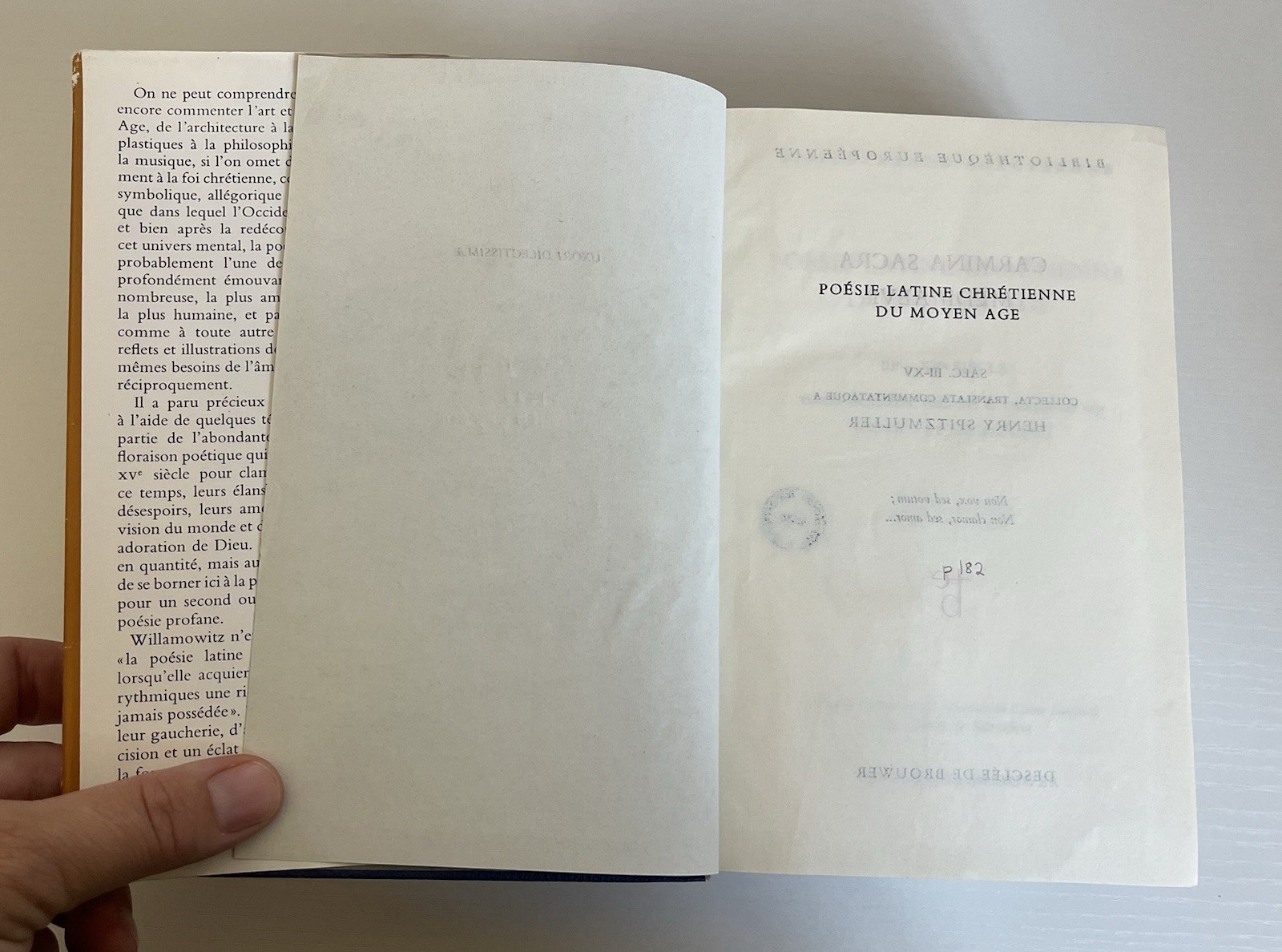Poesie latine chretienne du Moyen Age Desclee De Brouwer, 1971, HC/DJ