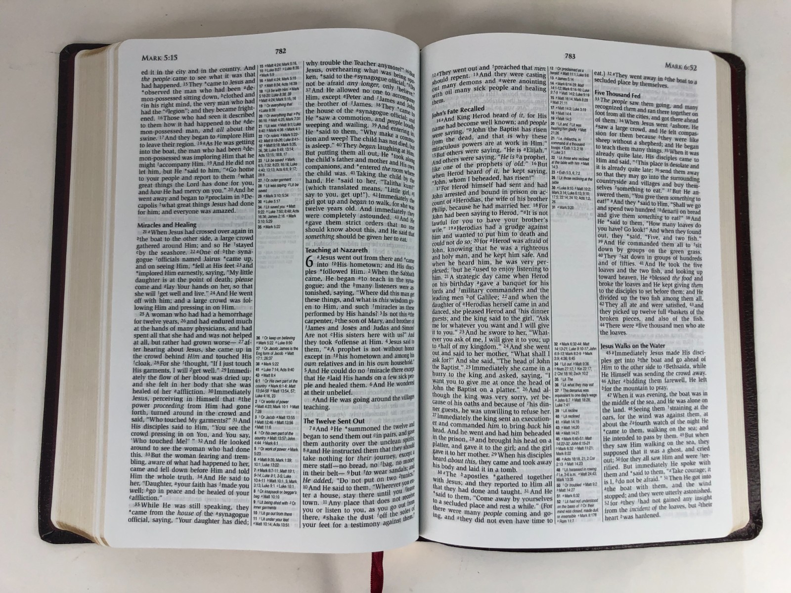 *VG+ unmarked* NASB Minister’s Bible Burgundy Leather Center Column Hendrickson