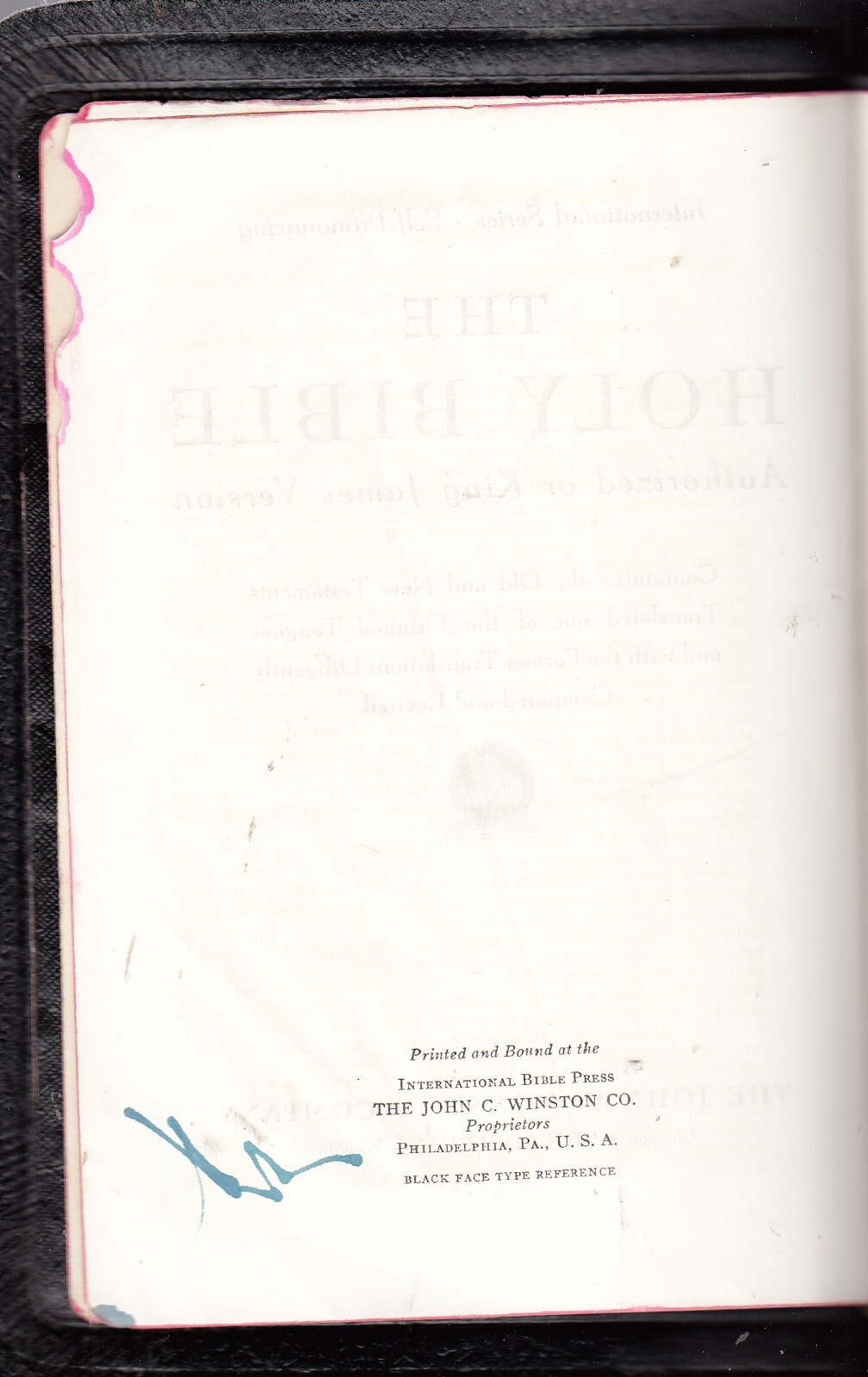 HOLY BIBLE KJV,INTERNATIONAL SERIES SELF-PRONOUNCING,THUMB INDEXED LEATHER BOUND