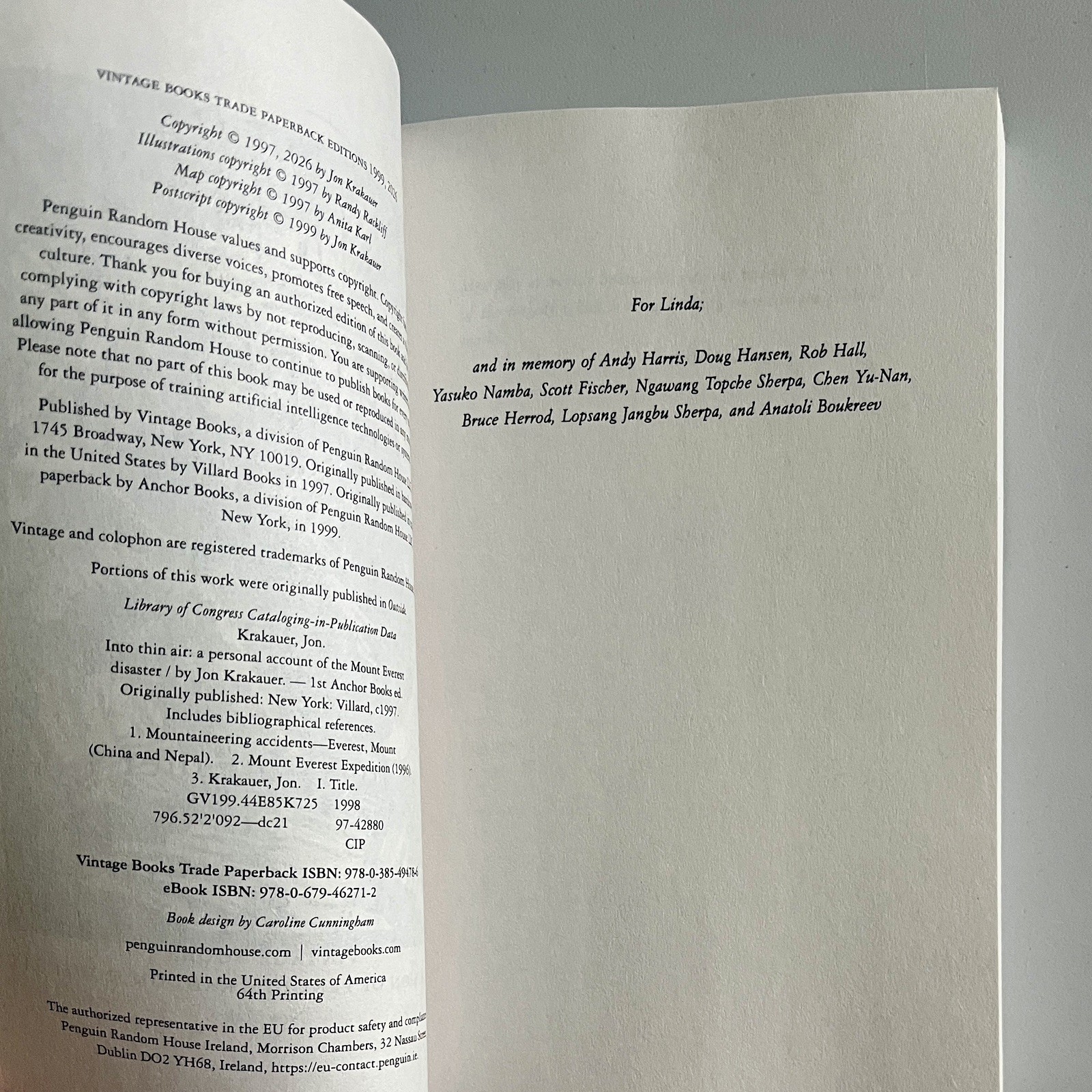 Signed 2026 Edition/30th Anniversary of Into Thin Air by Jon Krakauer