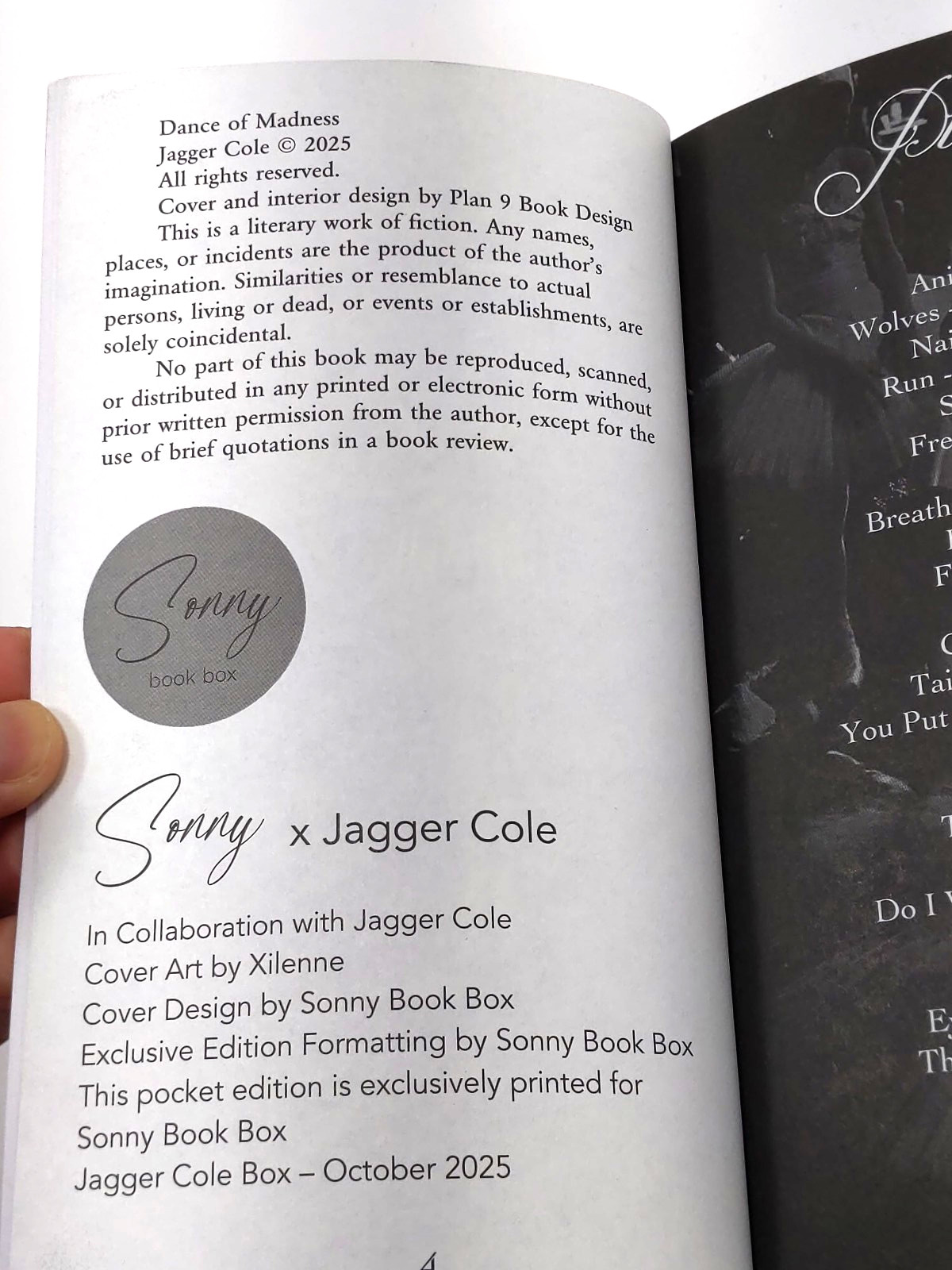 Dance of Madness by Jagger Cole, Sonny Book Box – Paperback (Unsigned)