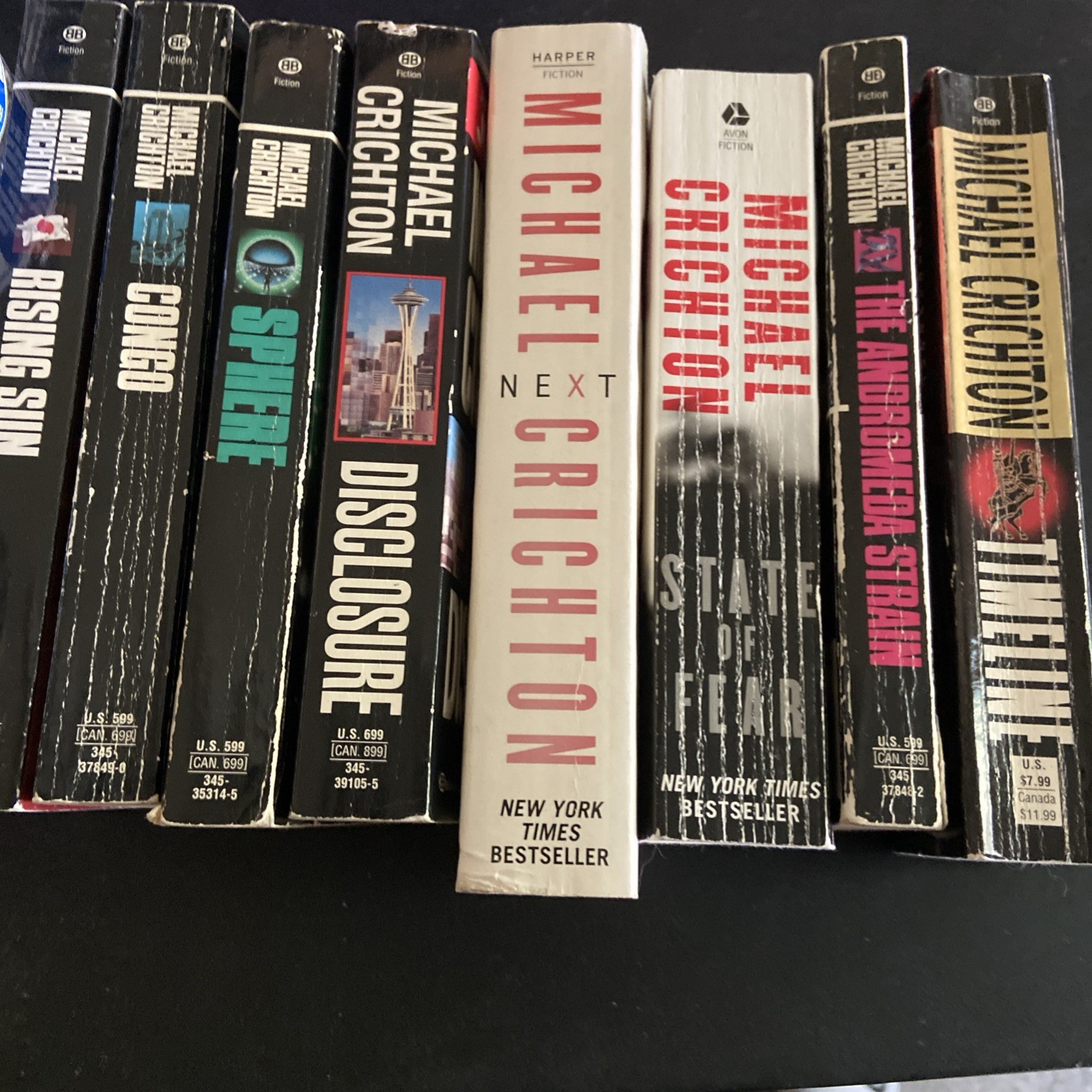 MIchael Crichton Fiction Lot Of 8 Paperbacks Good – Good + Condition