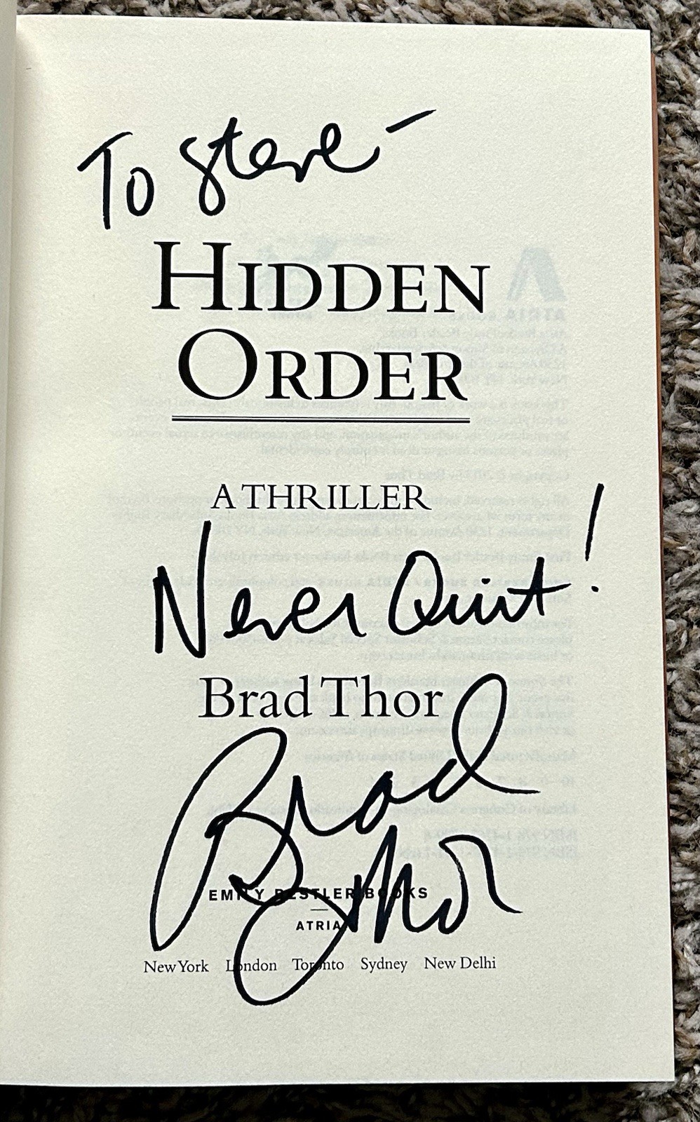 Brad Thor ALL SIGNED Lot of 4 Full Black Foreign Influence Hidden Order Athena