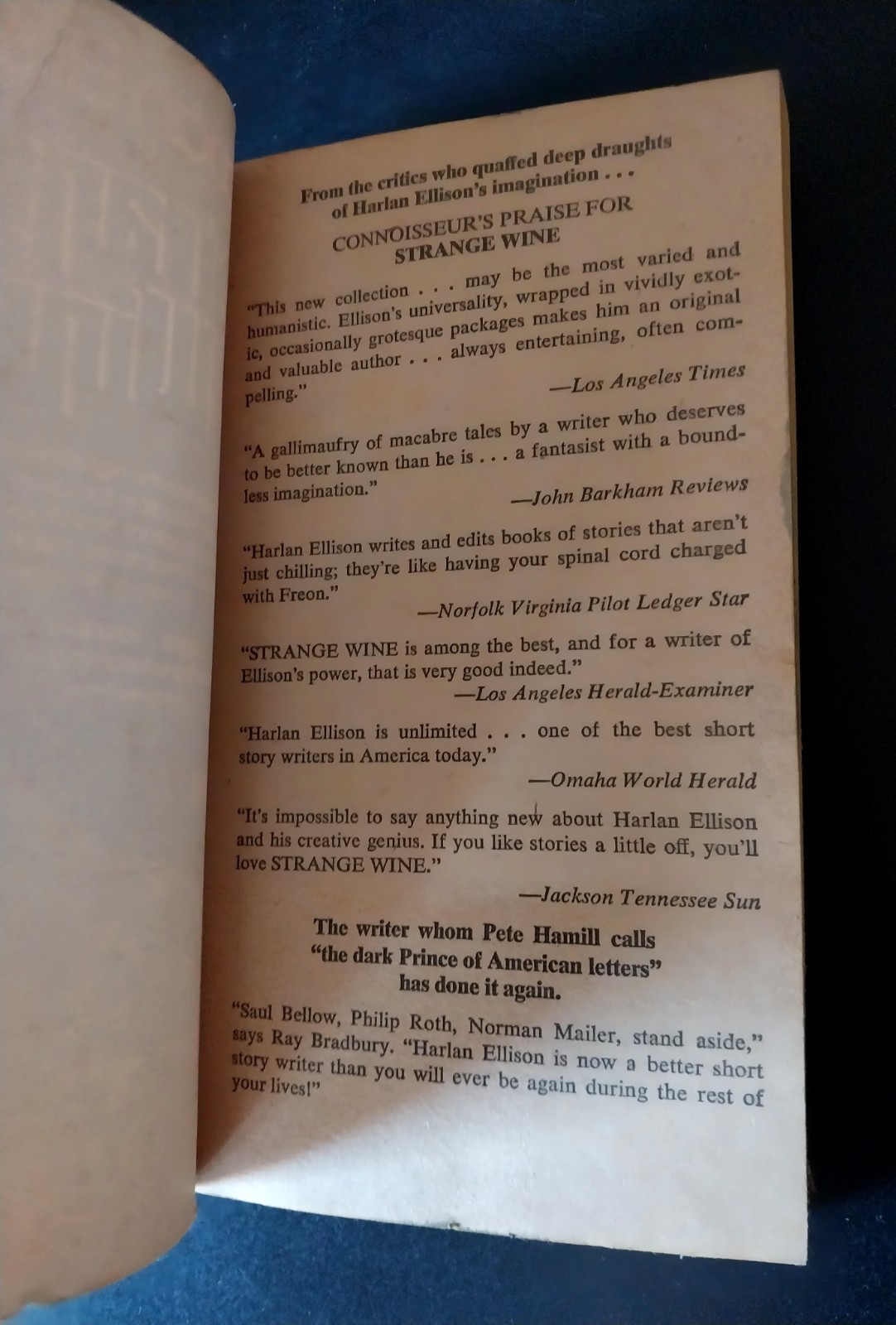 Harlan Ellison – Strange Wine – Warner Books First Printing 1979