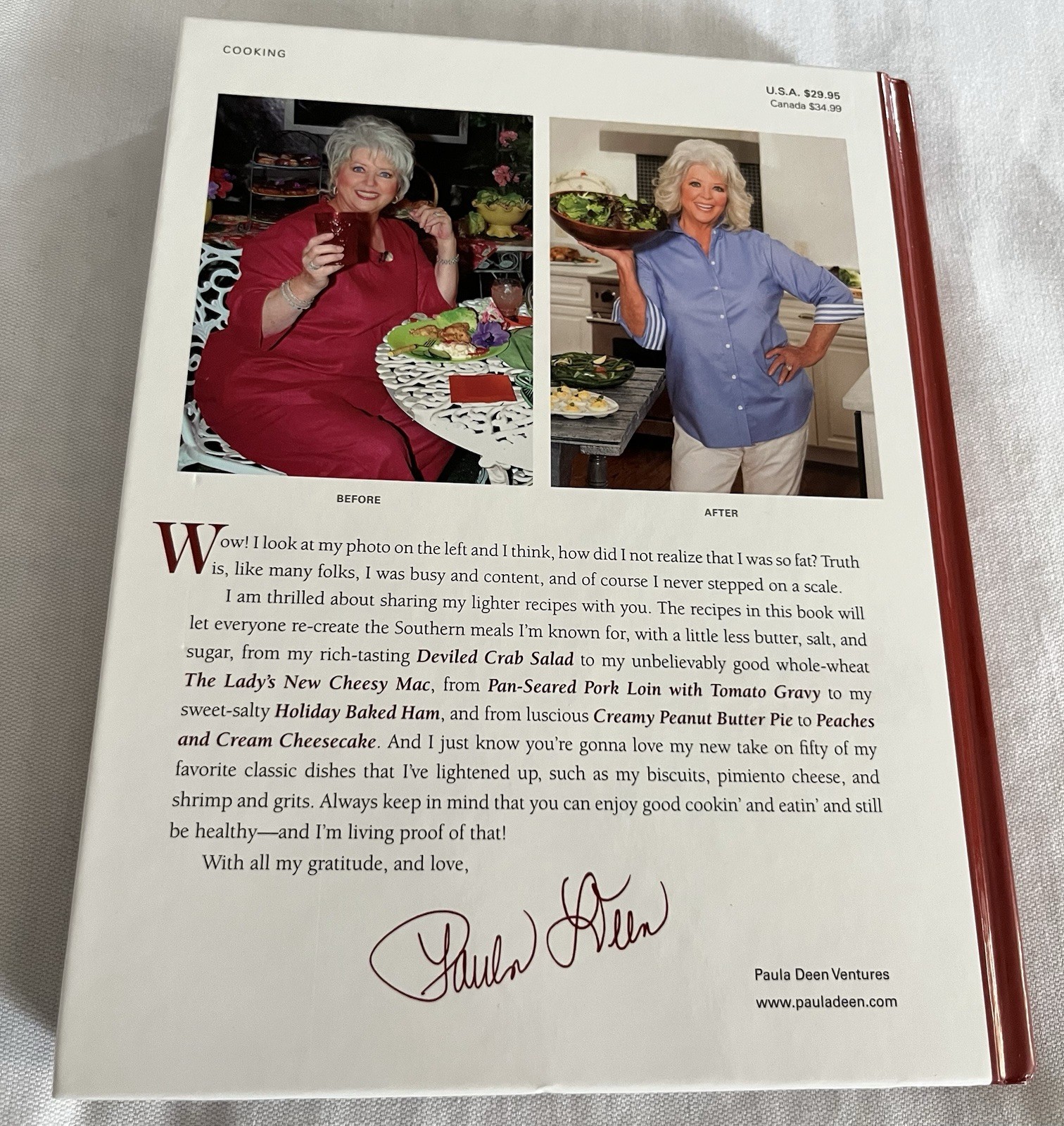 Signed Paula Deen Cuts The Fat: Paula Deen & Melissa Clark, HCDJ 1st Ed. 2015