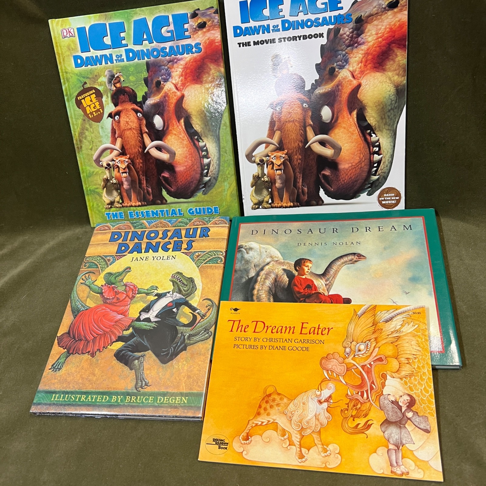 5 Dinosaur Child Books- 2 Ice Age, Dinosaur Dances, Dinosaur Dream, Dream Eater